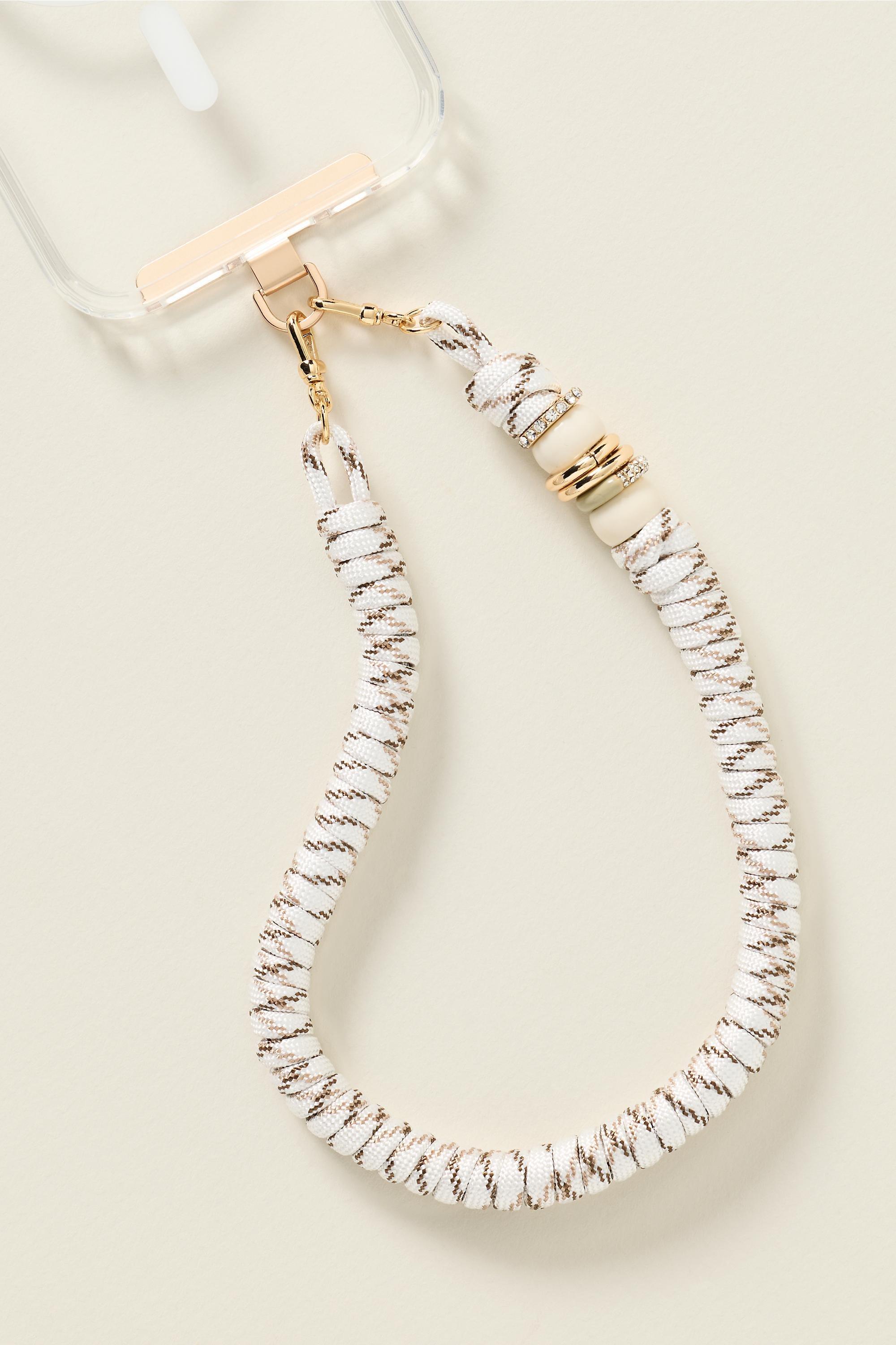 By Anthropologie Woven Cord Phone Chain, White, White, large image number 0