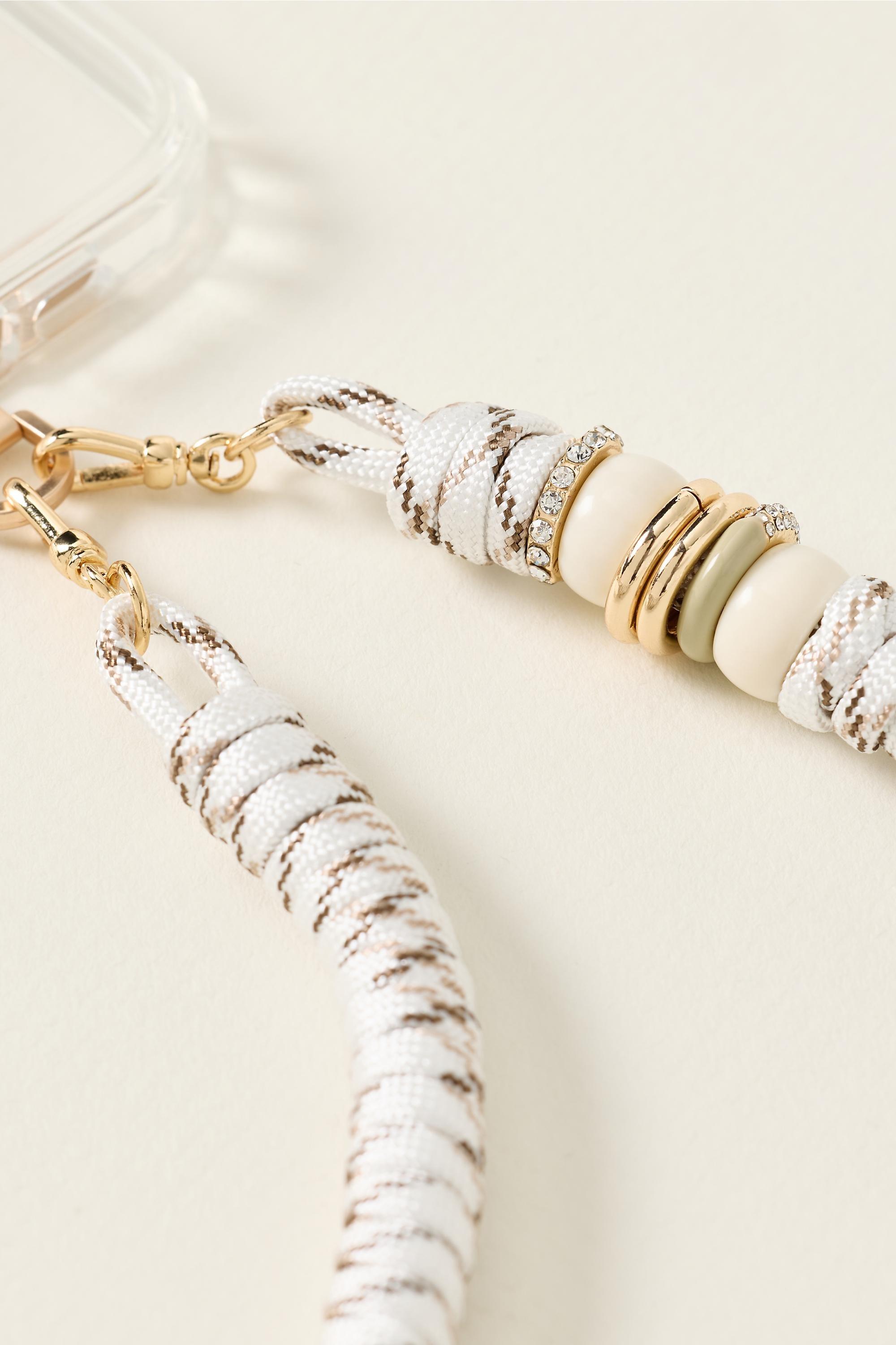 By Anthropologie Woven Cord Phone Chain, White, White, large image number 1