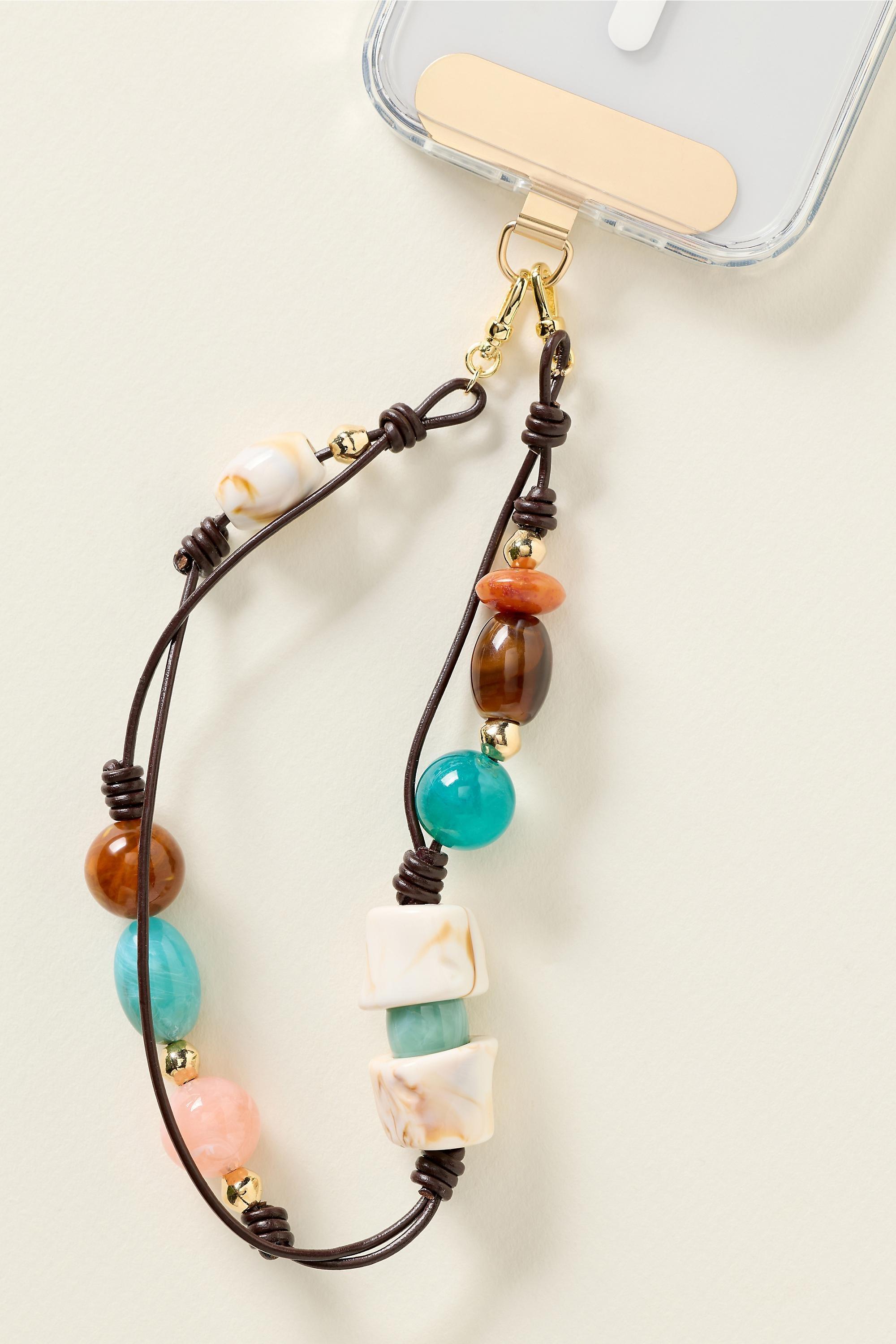 BLUE By Anthropologie Cord & Stone Beaded Phone Chain, Blue, large image number 0