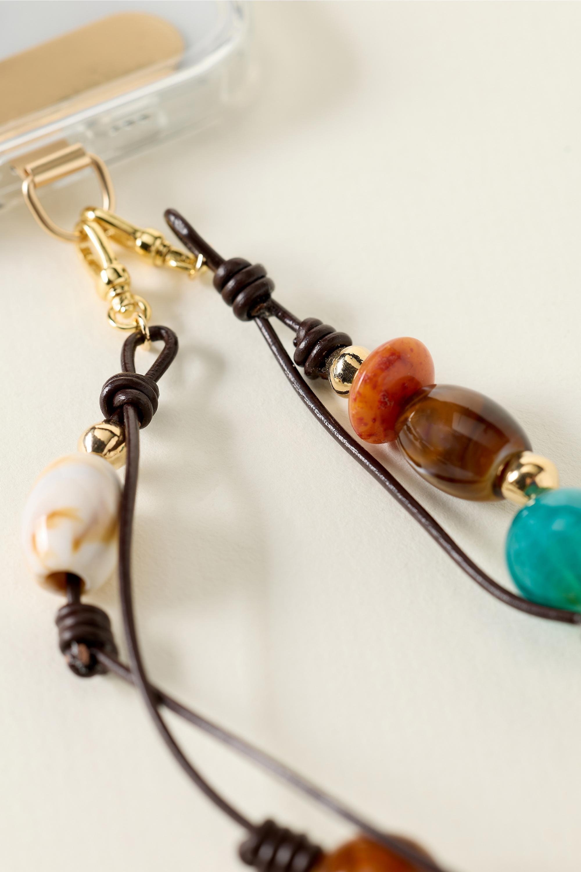 BLUE By Anthropologie Cord & Stone Beaded Phone Chain, Blue, large image number 3