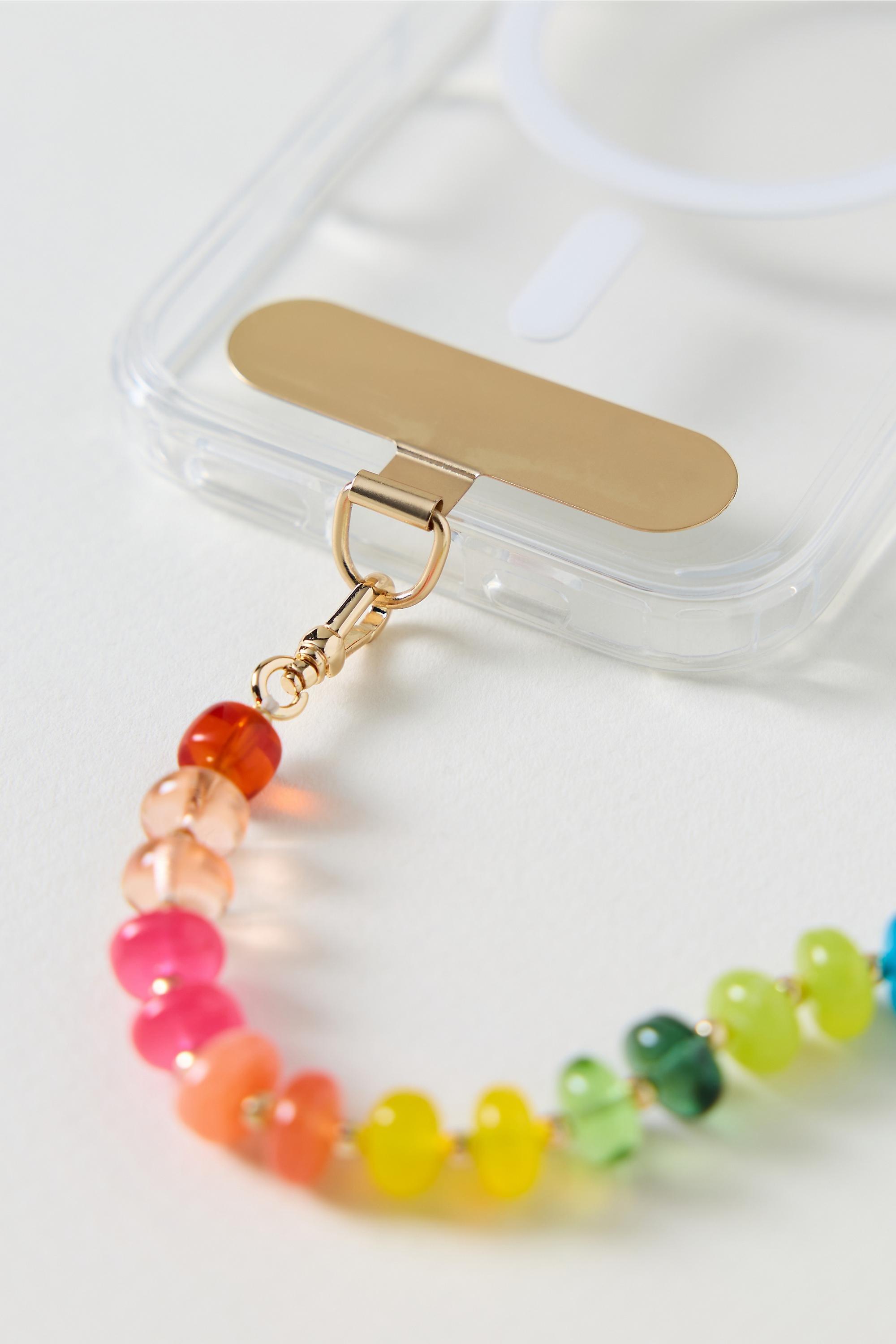 Rainbow Beaded Phone Chain, Multicolour, Multicolour, medium