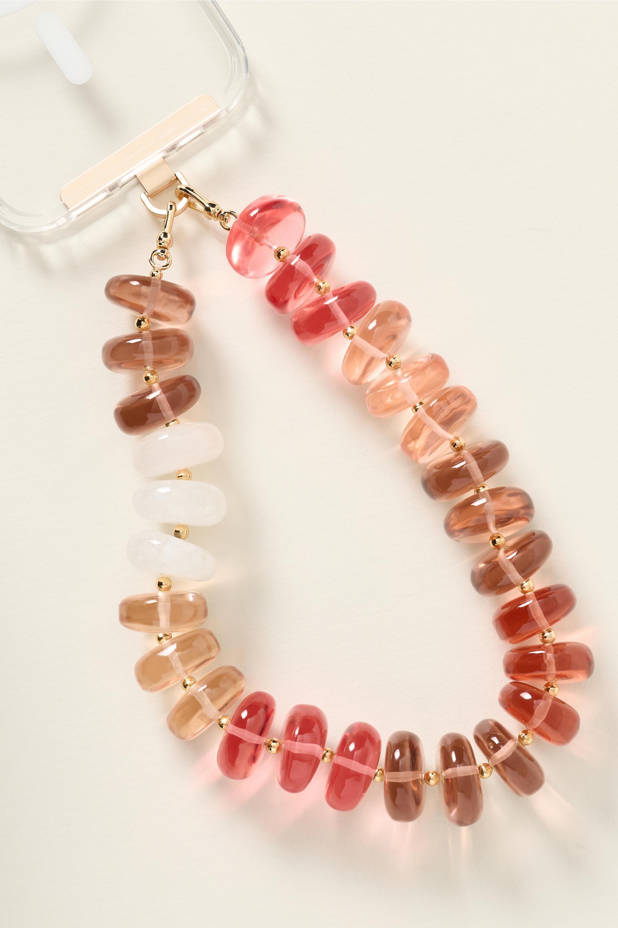 By Anthropologie Gradient Beaded Phone Chain, Orange, Orange, medium