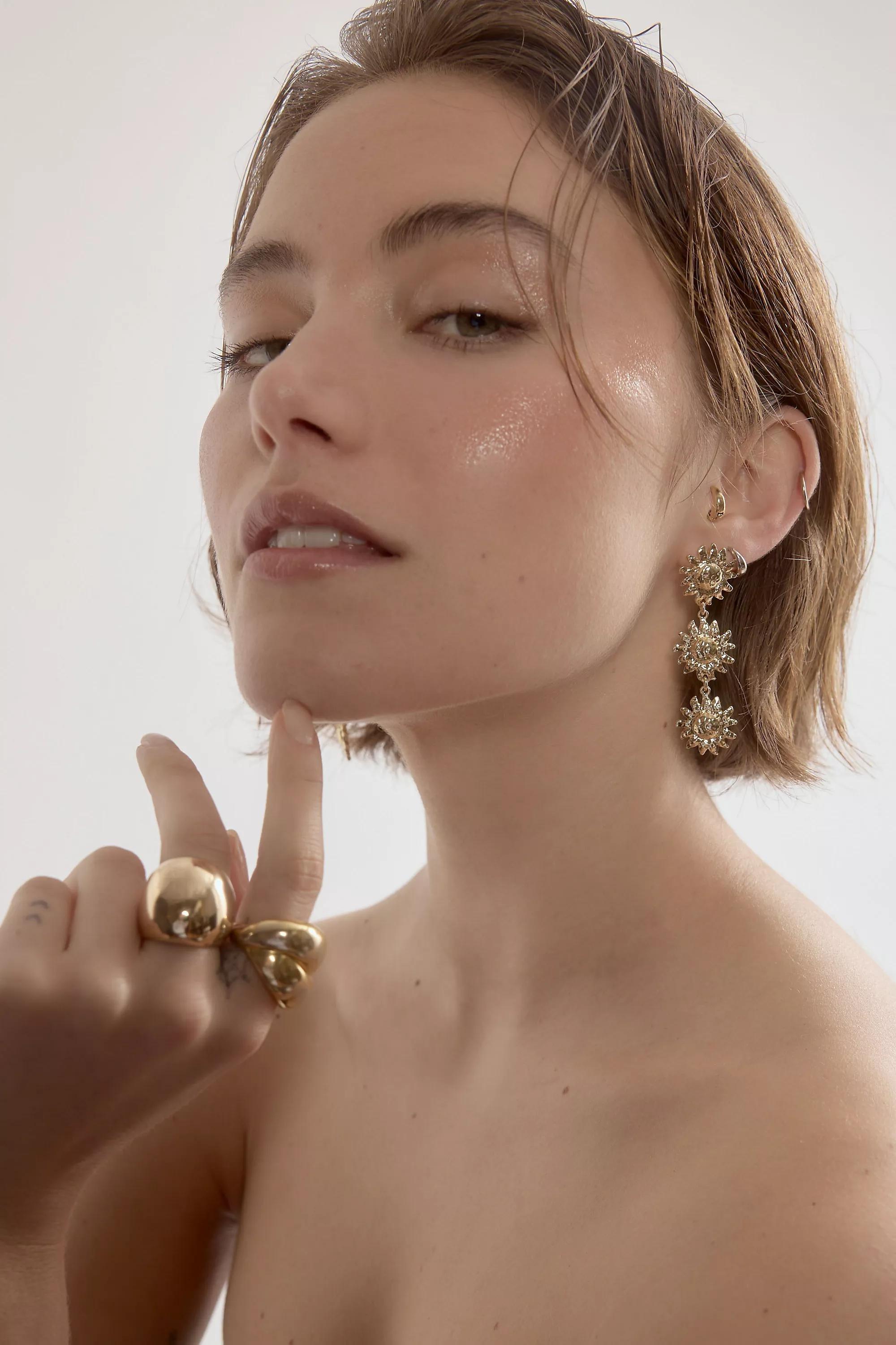 Sunflower Drop Earrings, Gold, A501_0070, large image number 1