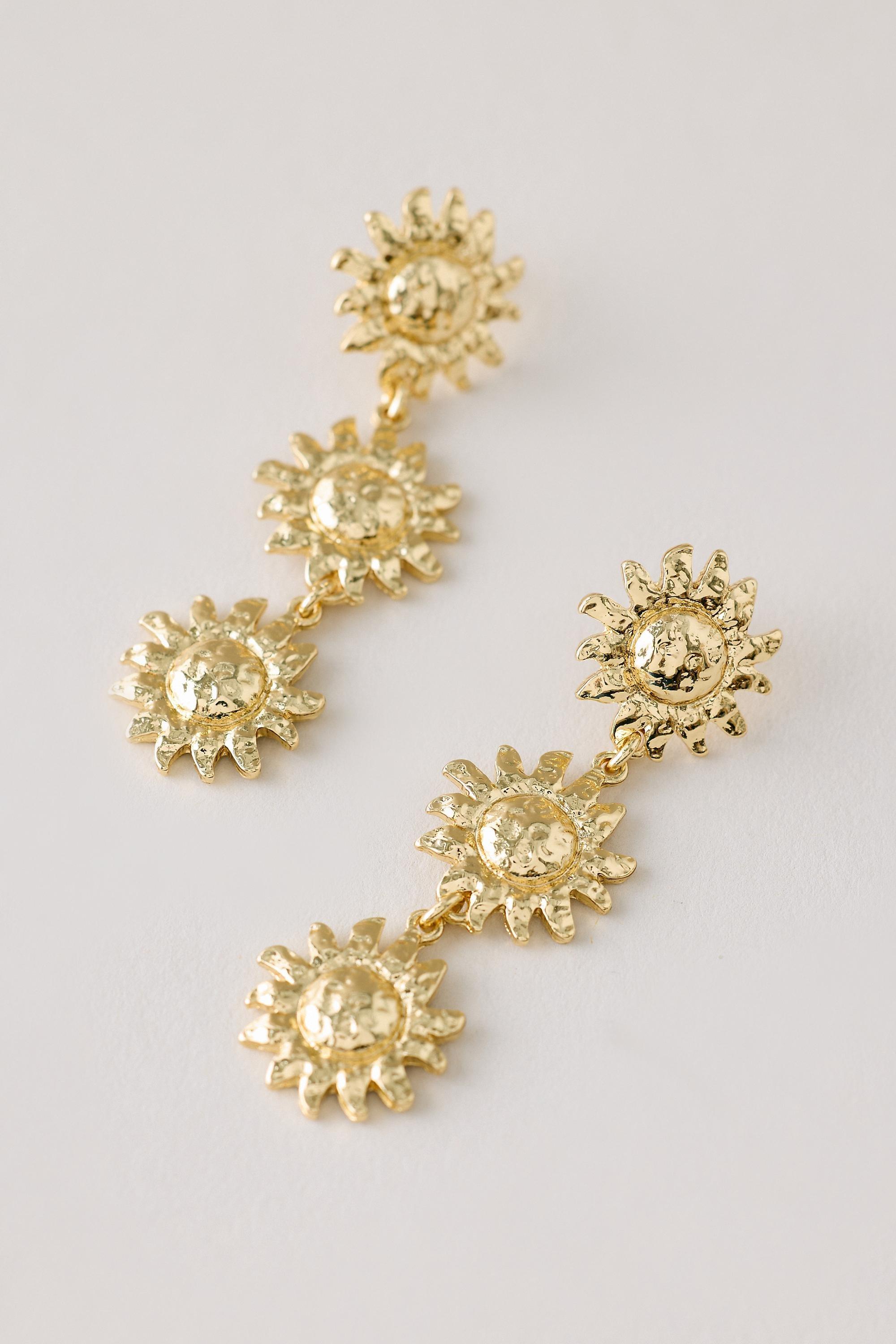 Sunflower Drop Earrings, Gold, A501_0070, large image number 2