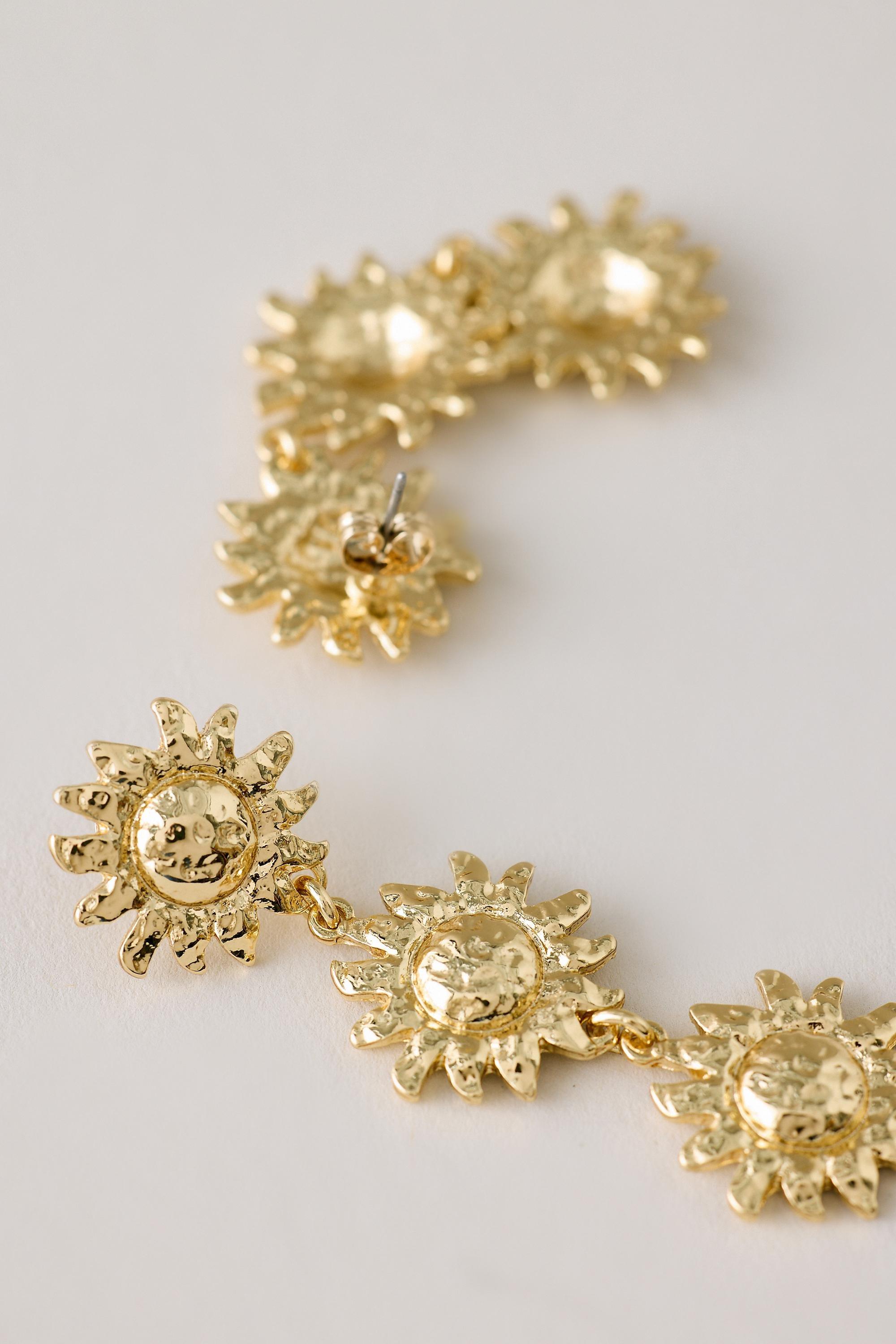 Sunflower Drop Earrings, Gold, A501_0070, large image number 4