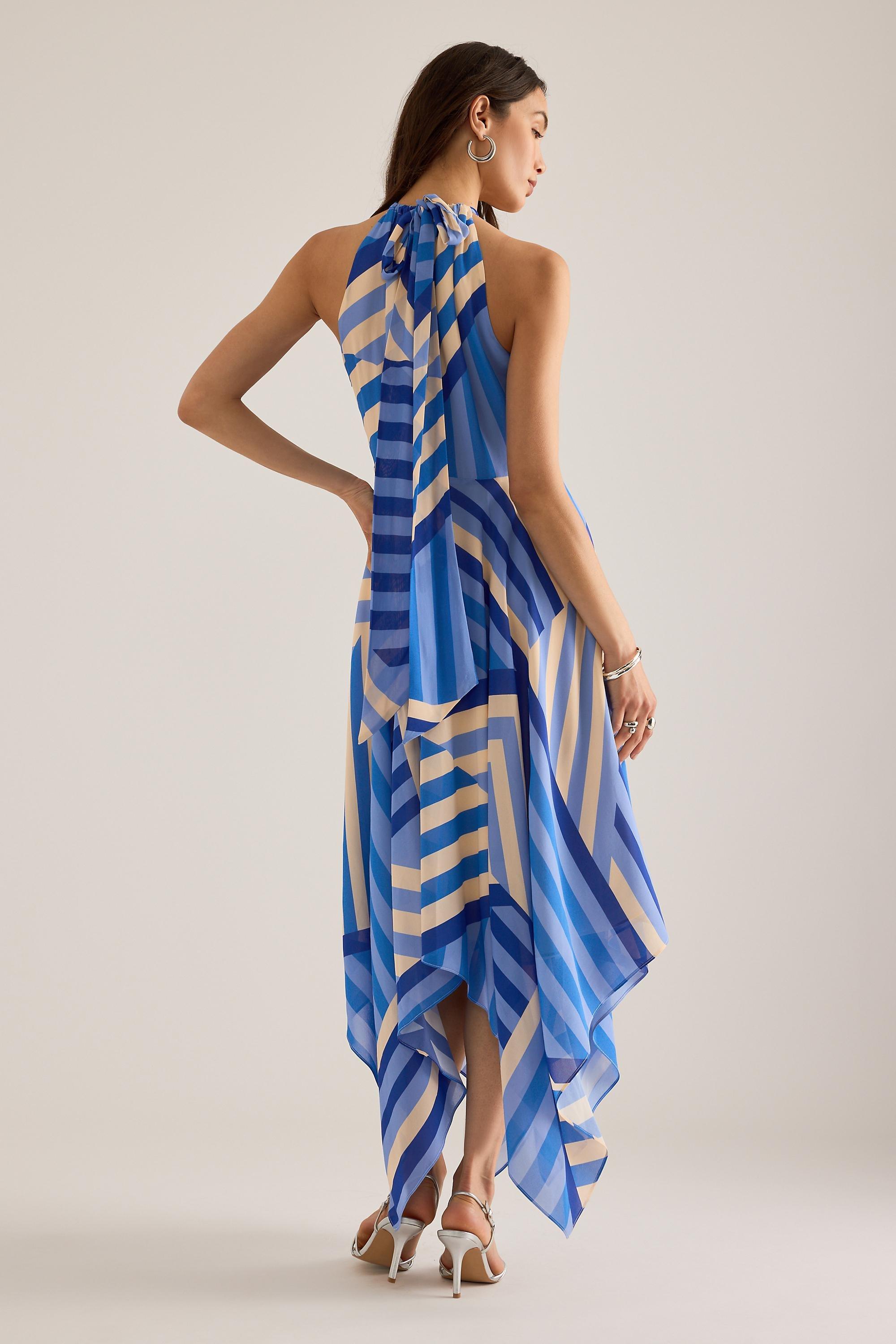 By Anthropologie Marni Stripe Halter Maxi Dress, Blue, large image number 5