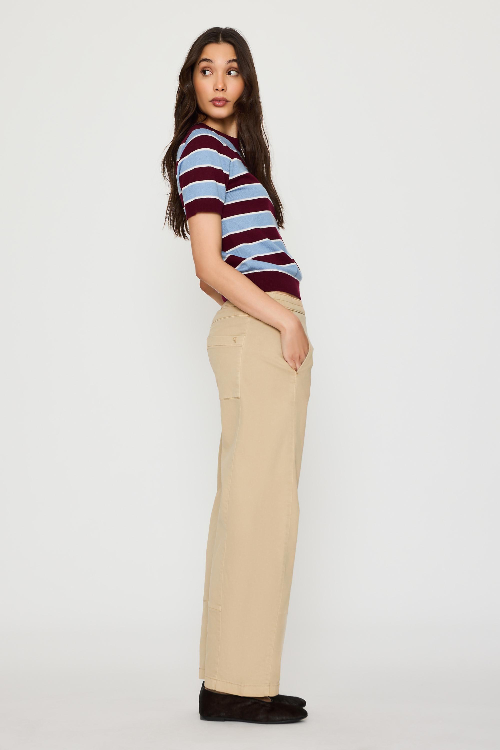Pilcro Relaxed Pull-On Barrel Trousers By, Beige, Brown, large image number 0