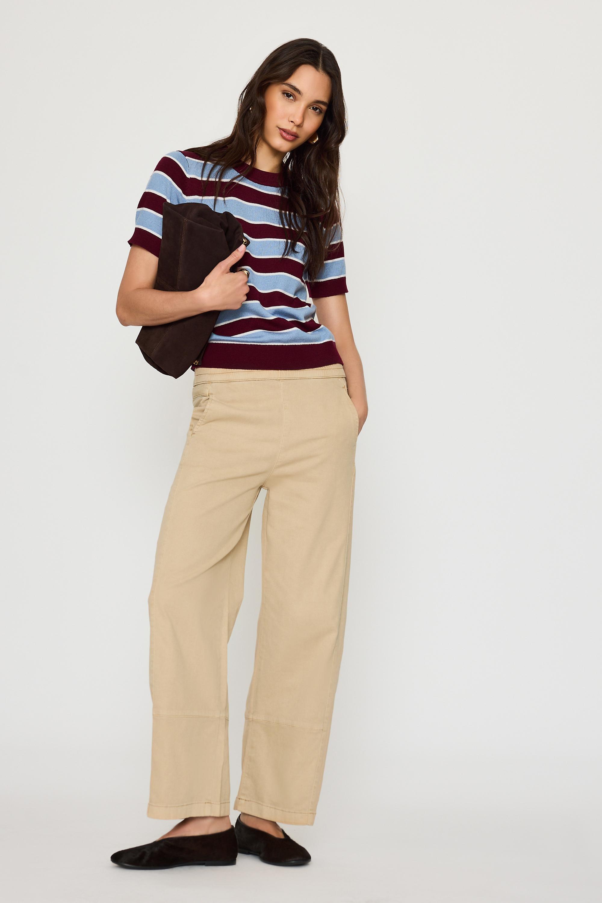 Pilcro Relaxed Pull-On Barrel Trousers By, Beige, Brown, large image number 3