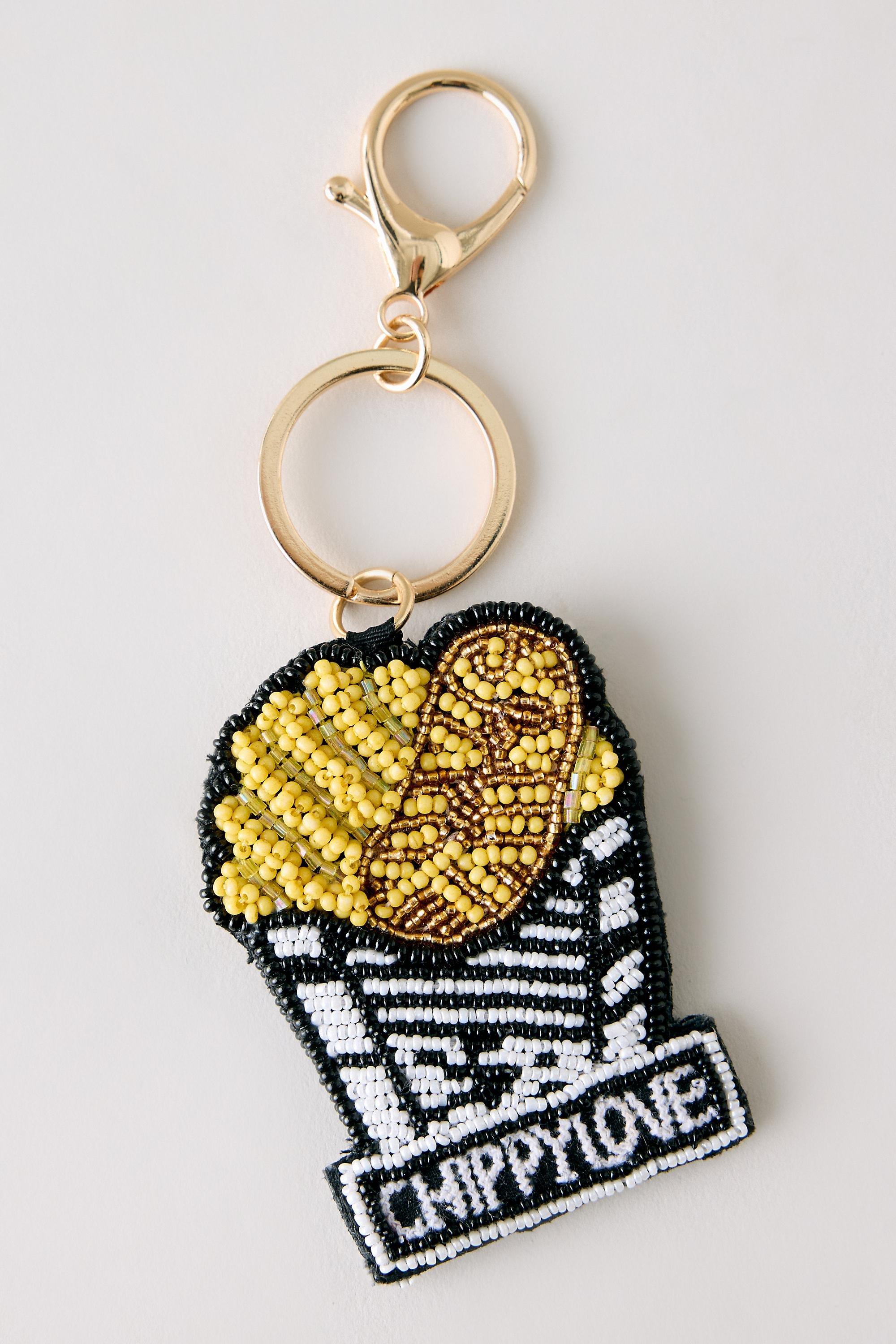 Beaded Chippy Bag Charm, Black, Black, large image number 0