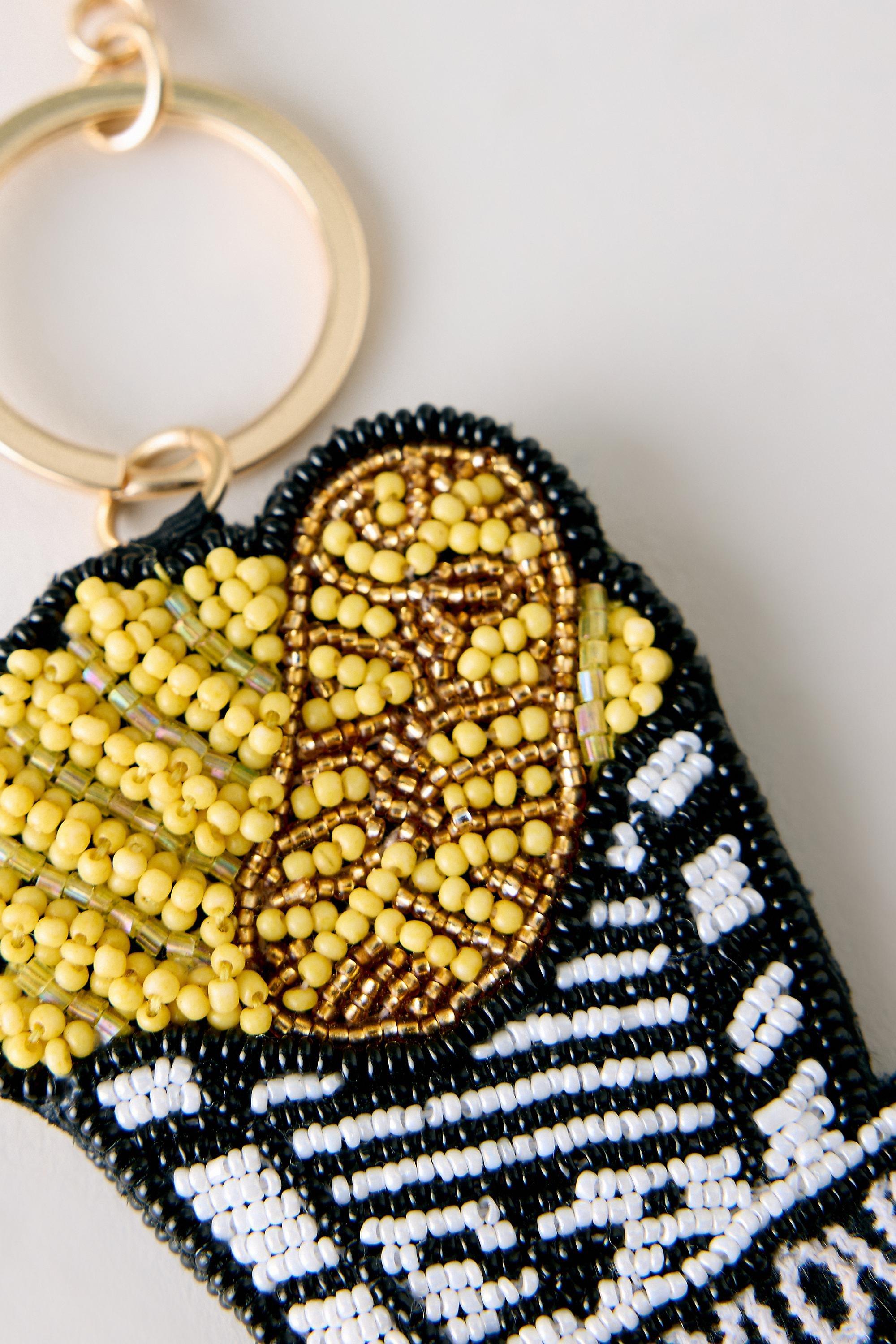 Beaded Chippy Bag Charm, Black, Black, large image number 3