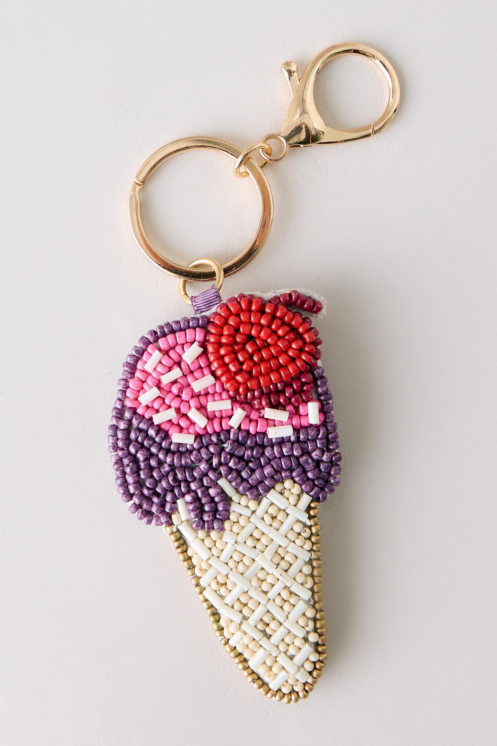 Beaded Ice Cream Bag Charm, Red, Red, large image number 0