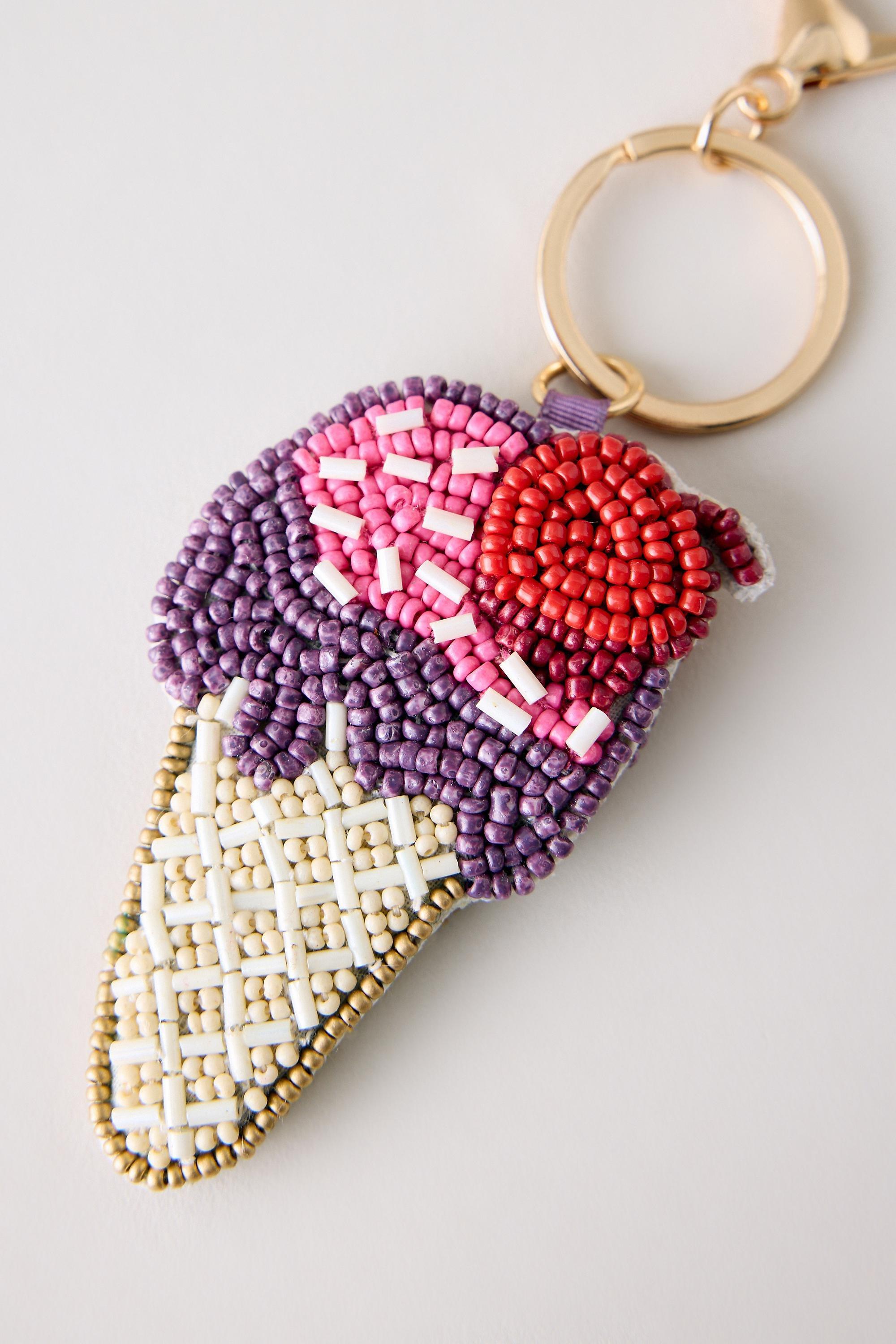 Beaded Ice Cream Bag Charm, Red, Red, large image number 3