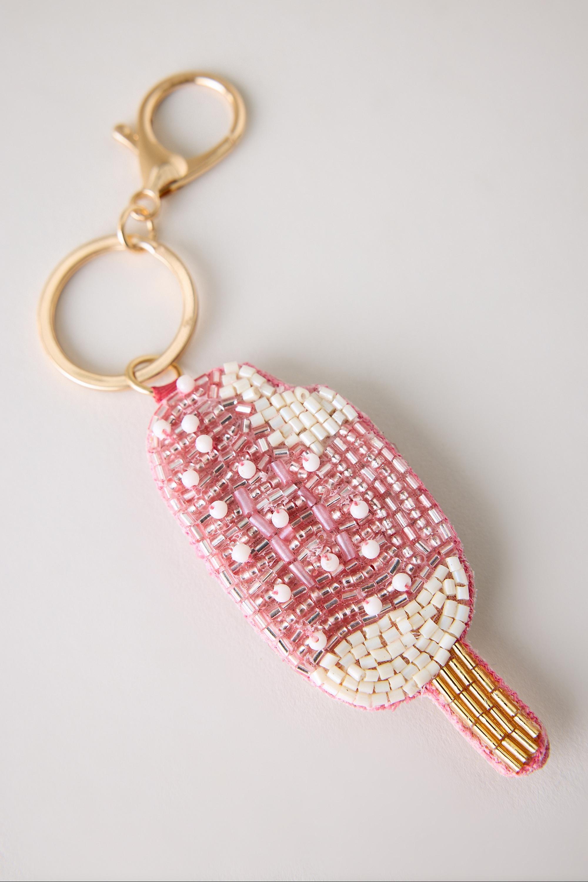 Beaded Ice Lolly Bag Charm, Pink, Pink, large image number 0