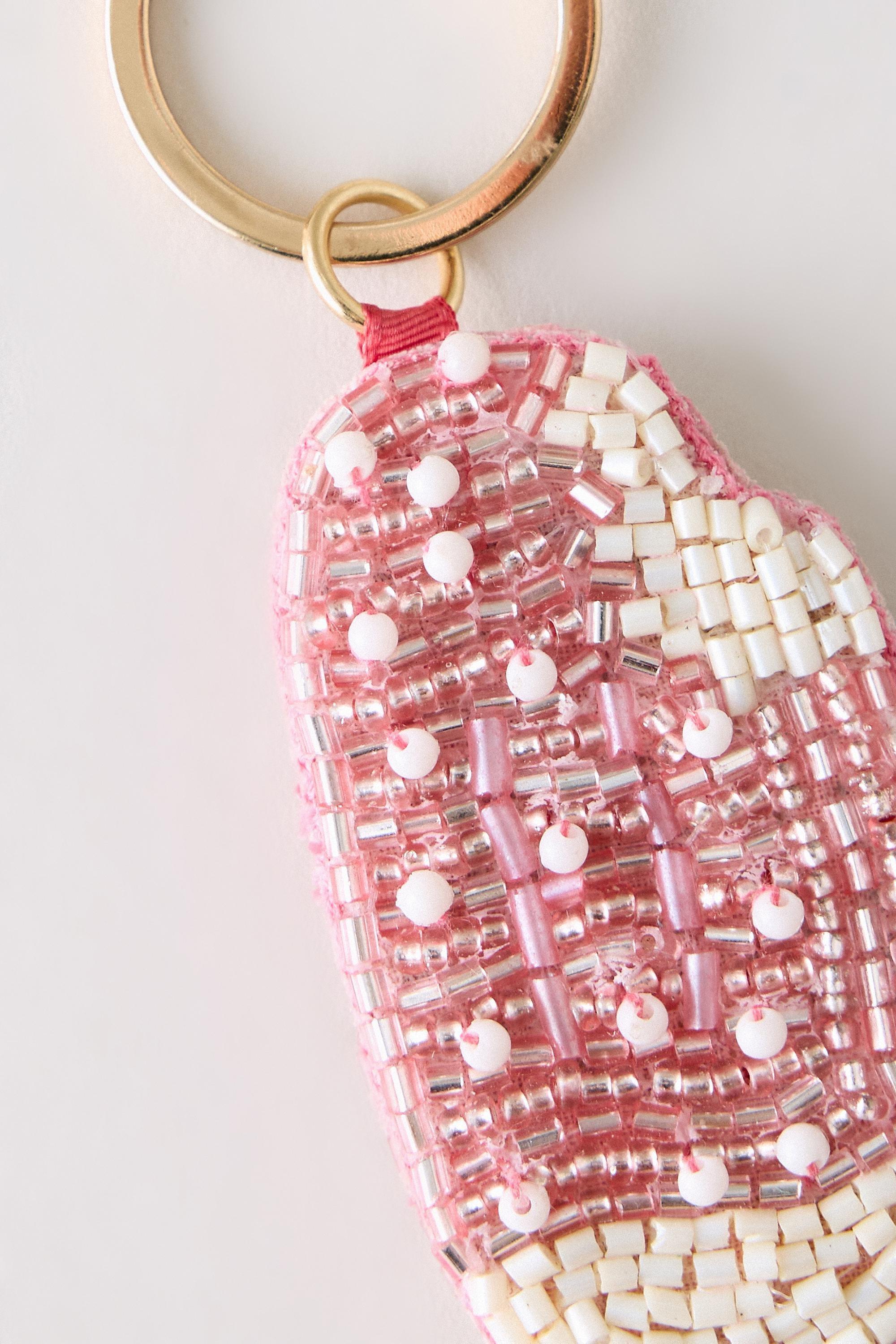 Beaded Ice Lolly Bag Charm, Pink, Pink, large image number 2