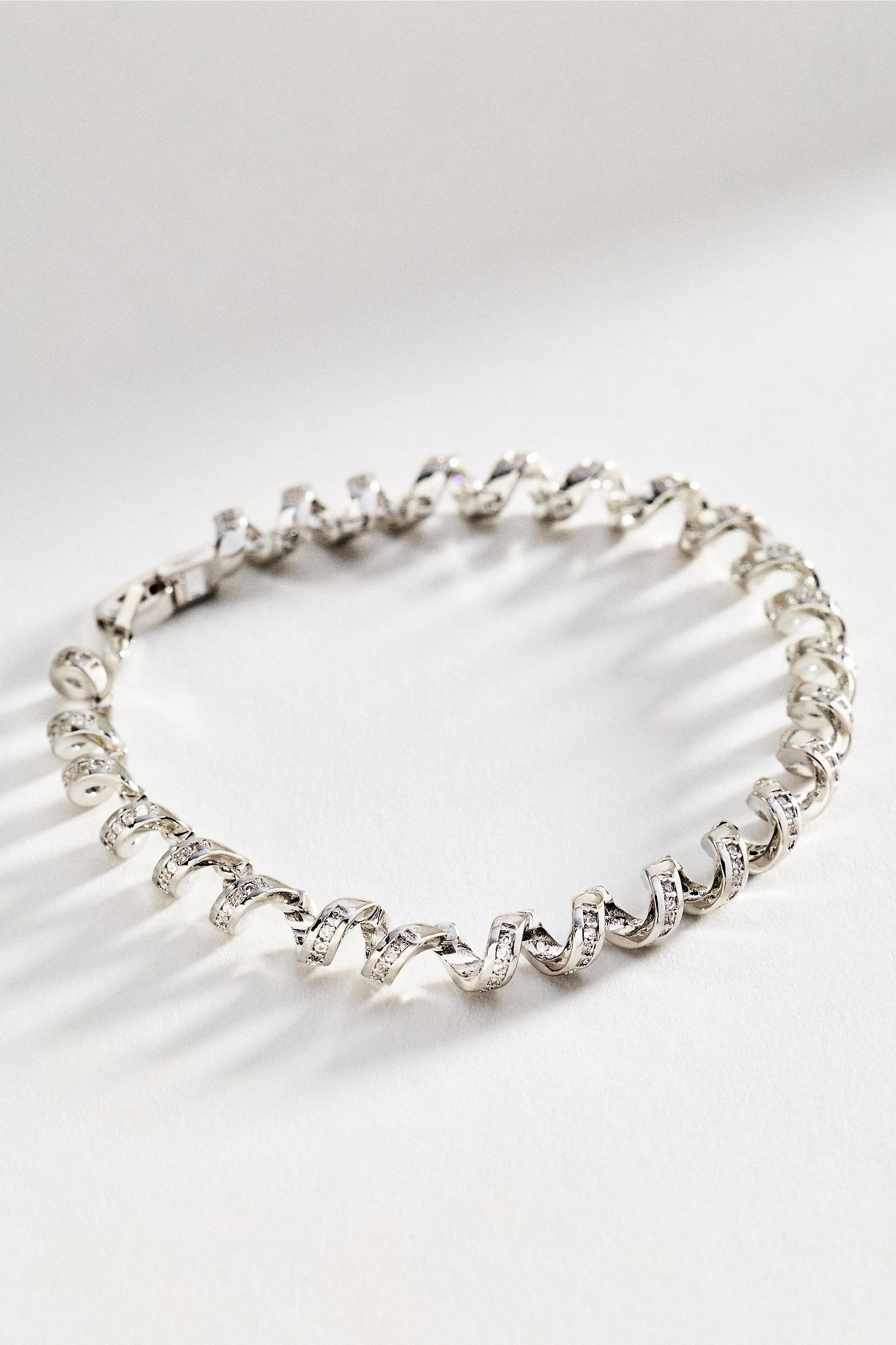 Spiral Crystal Bracelet, Silver, Silver, large image number 0