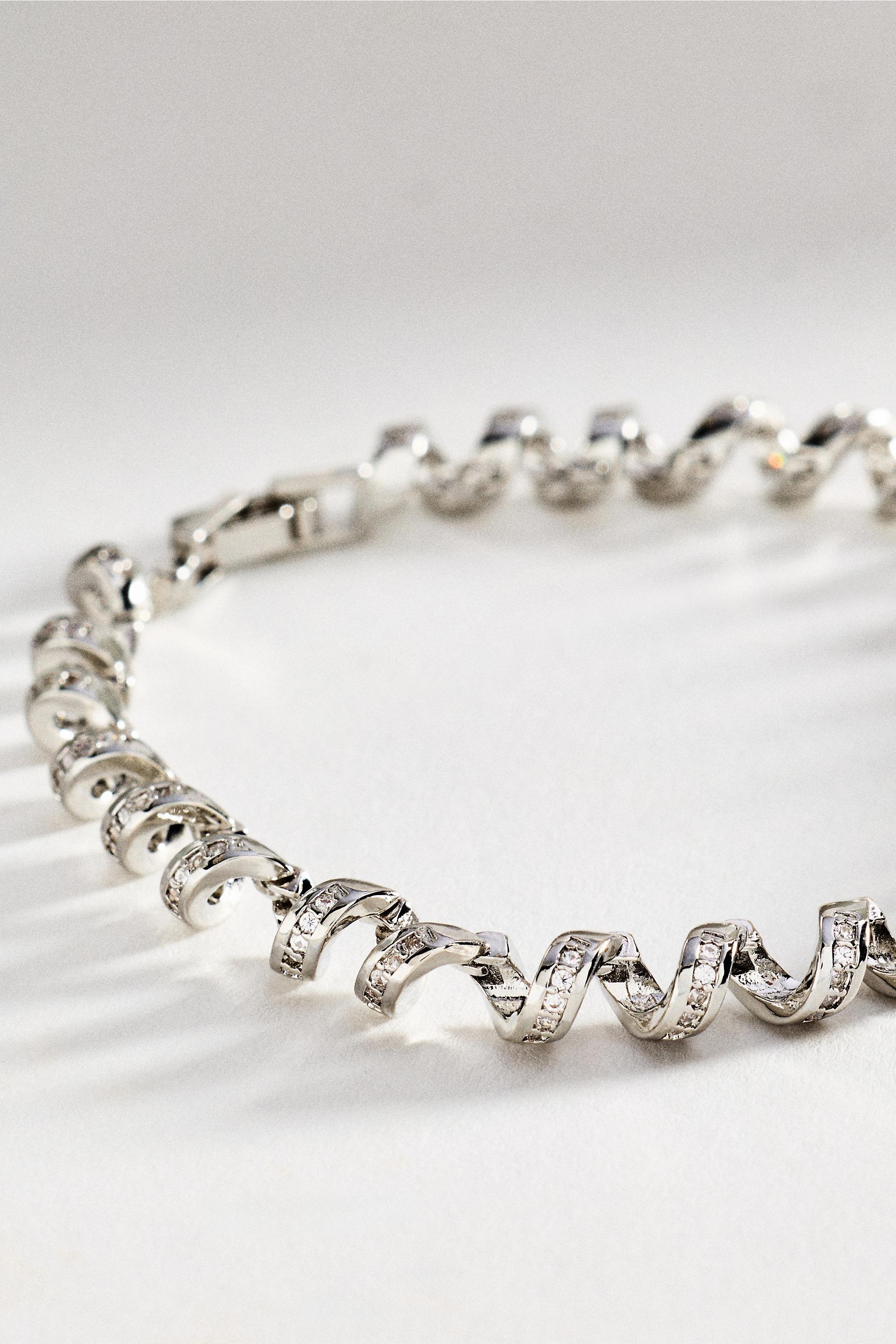 Spiral Crystal Bracelet, Silver, Silver, large image number 1