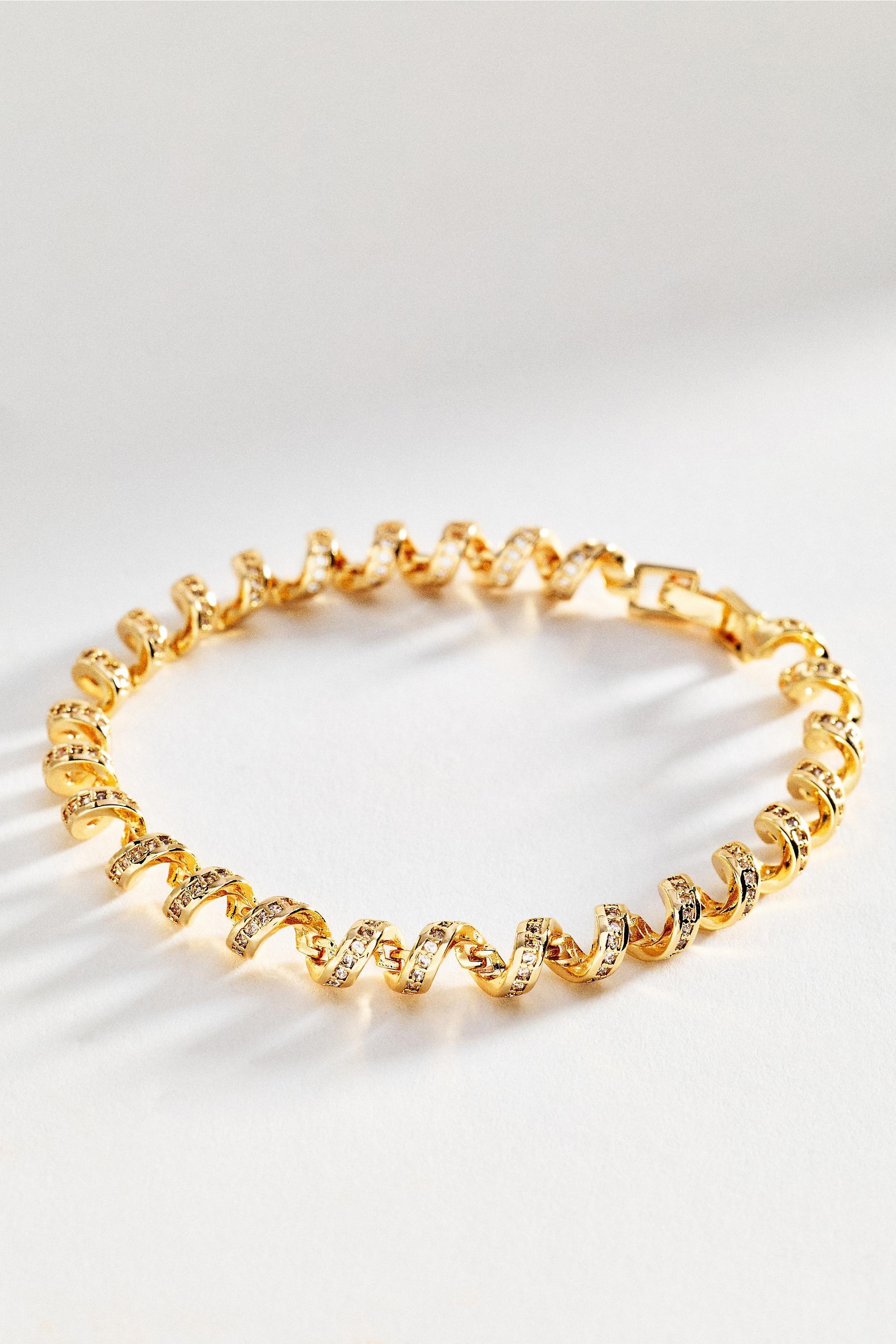 Spiral Crystal Bracelet, Gold, Gold, large image number 0