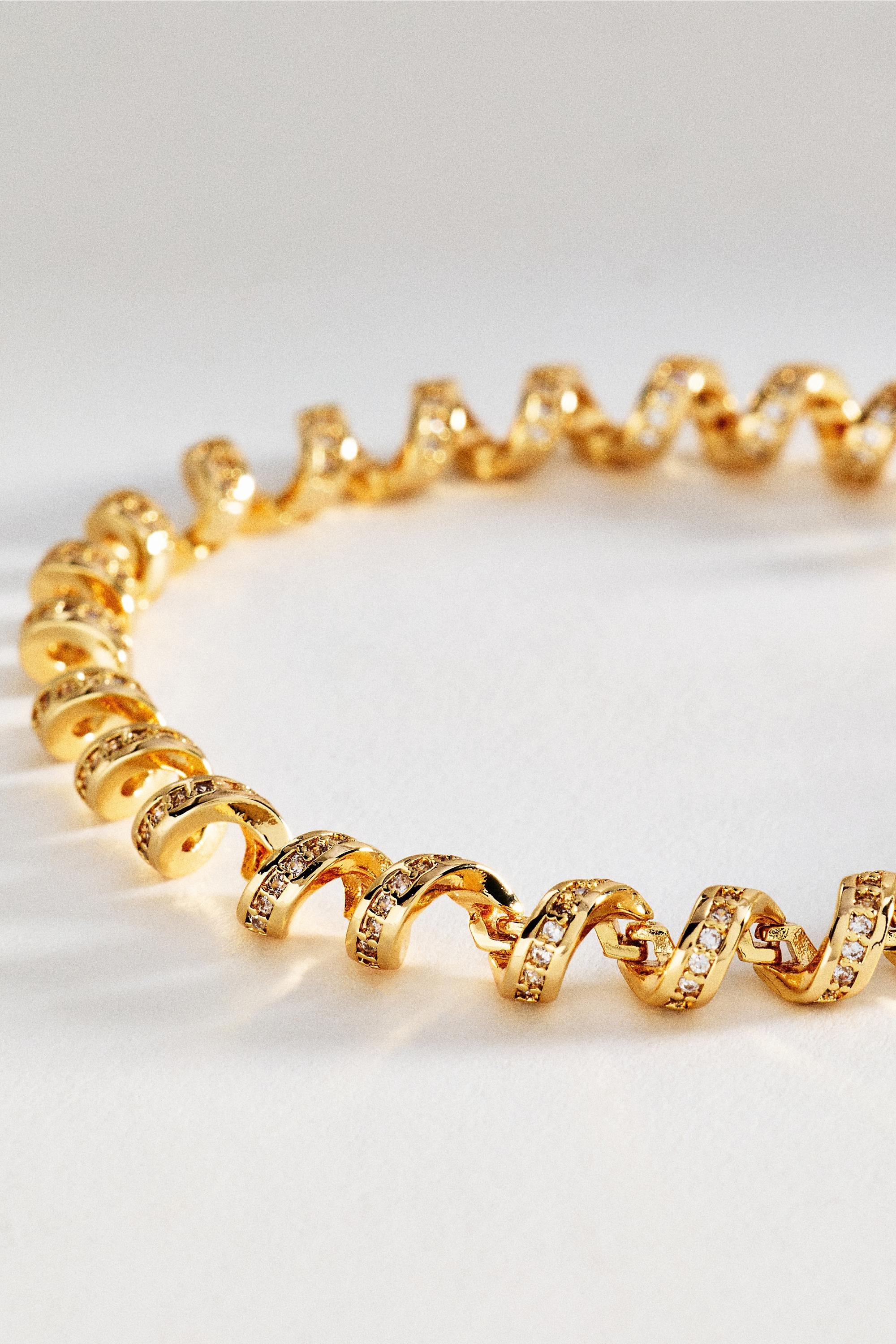 Spiral Crystal Bracelet, Gold, Gold, large image number 1