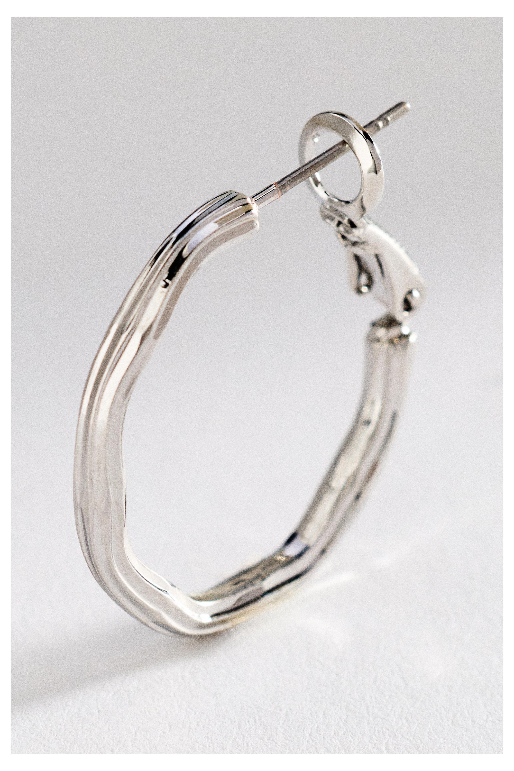 Textured Hoop Earrings, Silver, Silver, large image number 1