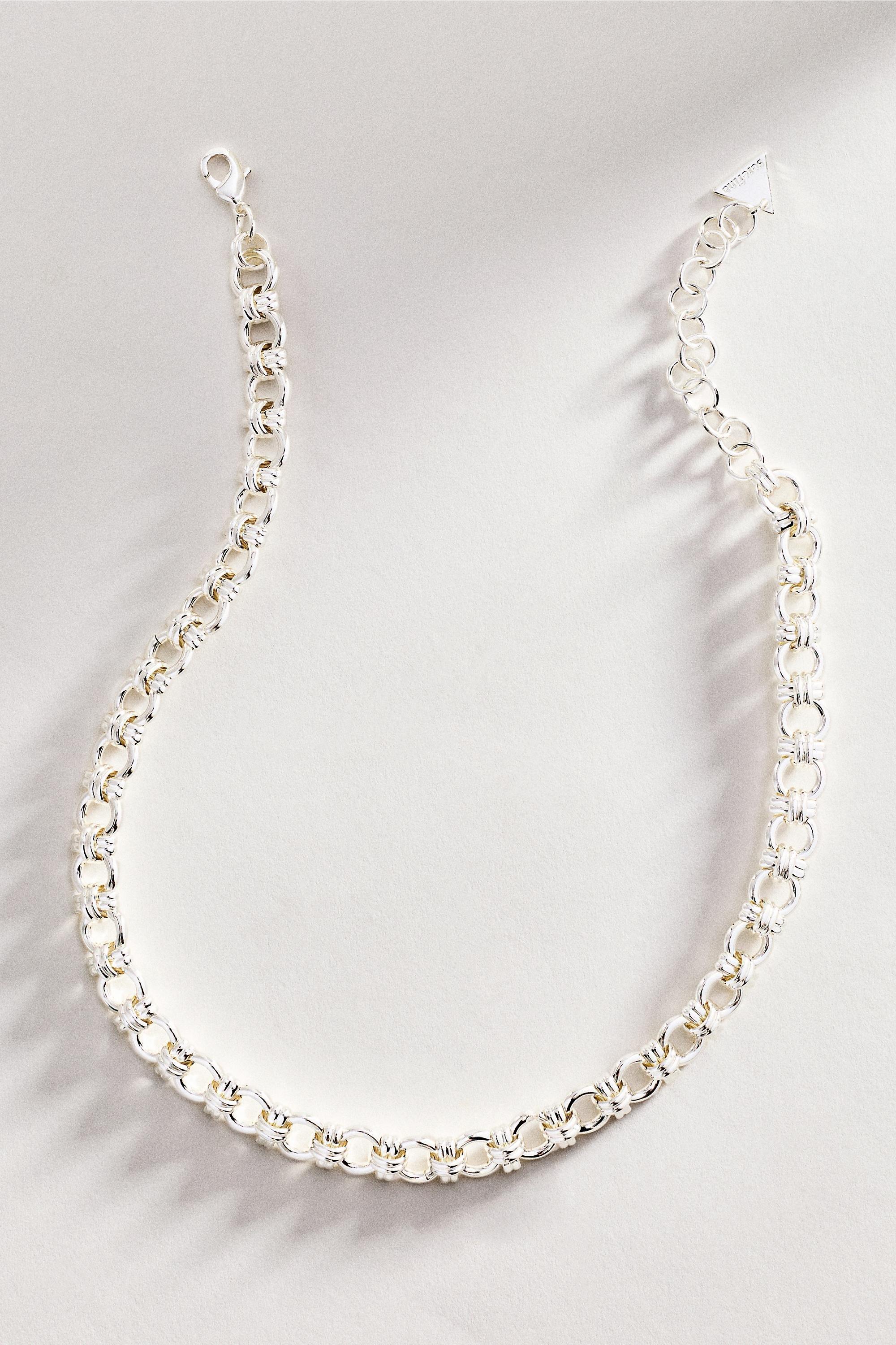 Knotted Chunky Chain Necklace, Silver, Silver, large image number 0