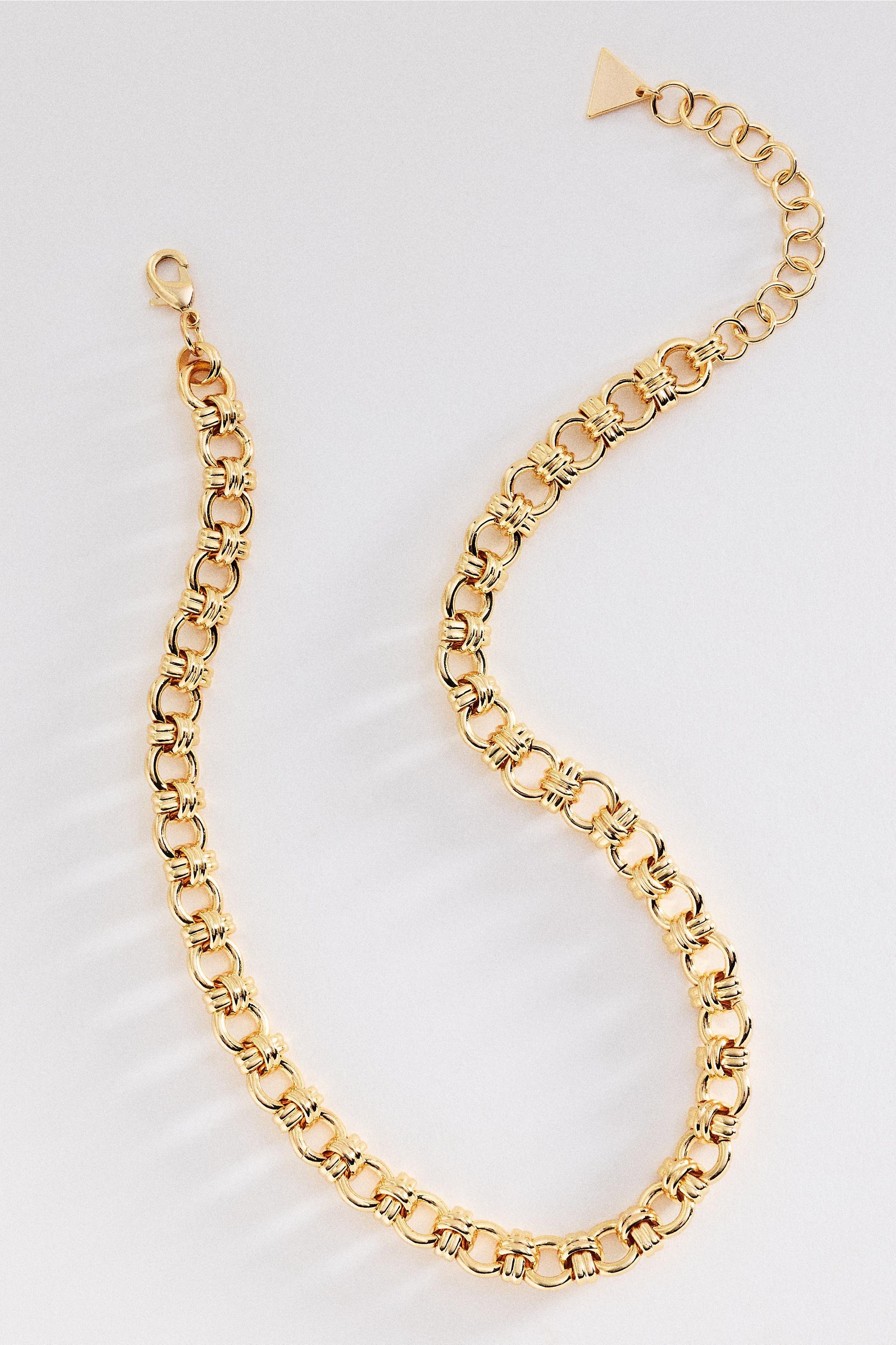 Knotted Chunky Chain Necklace, Gold, Gold, large image number 0
