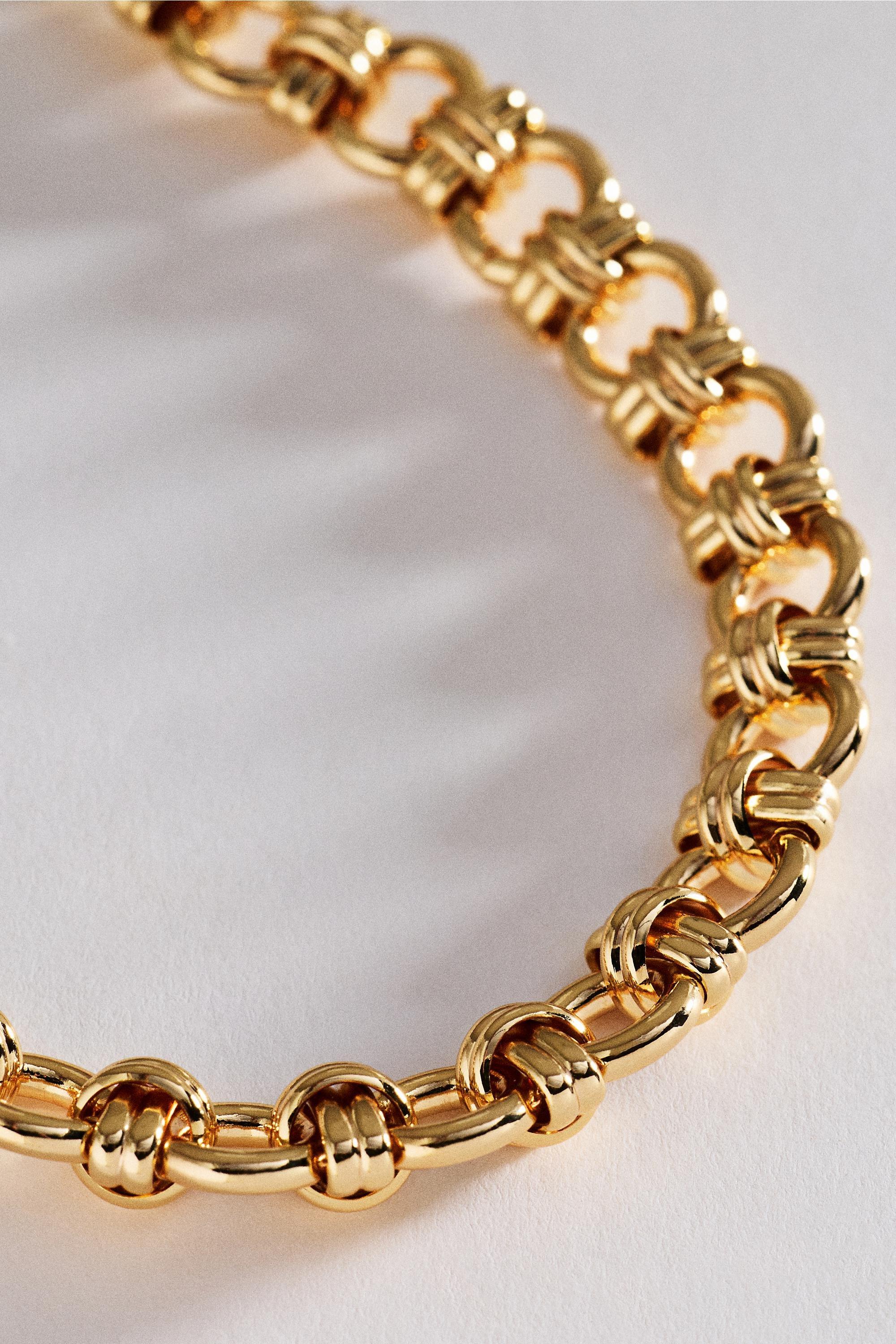 Knotted Chunky Chain Necklace, Gold, Gold, medium