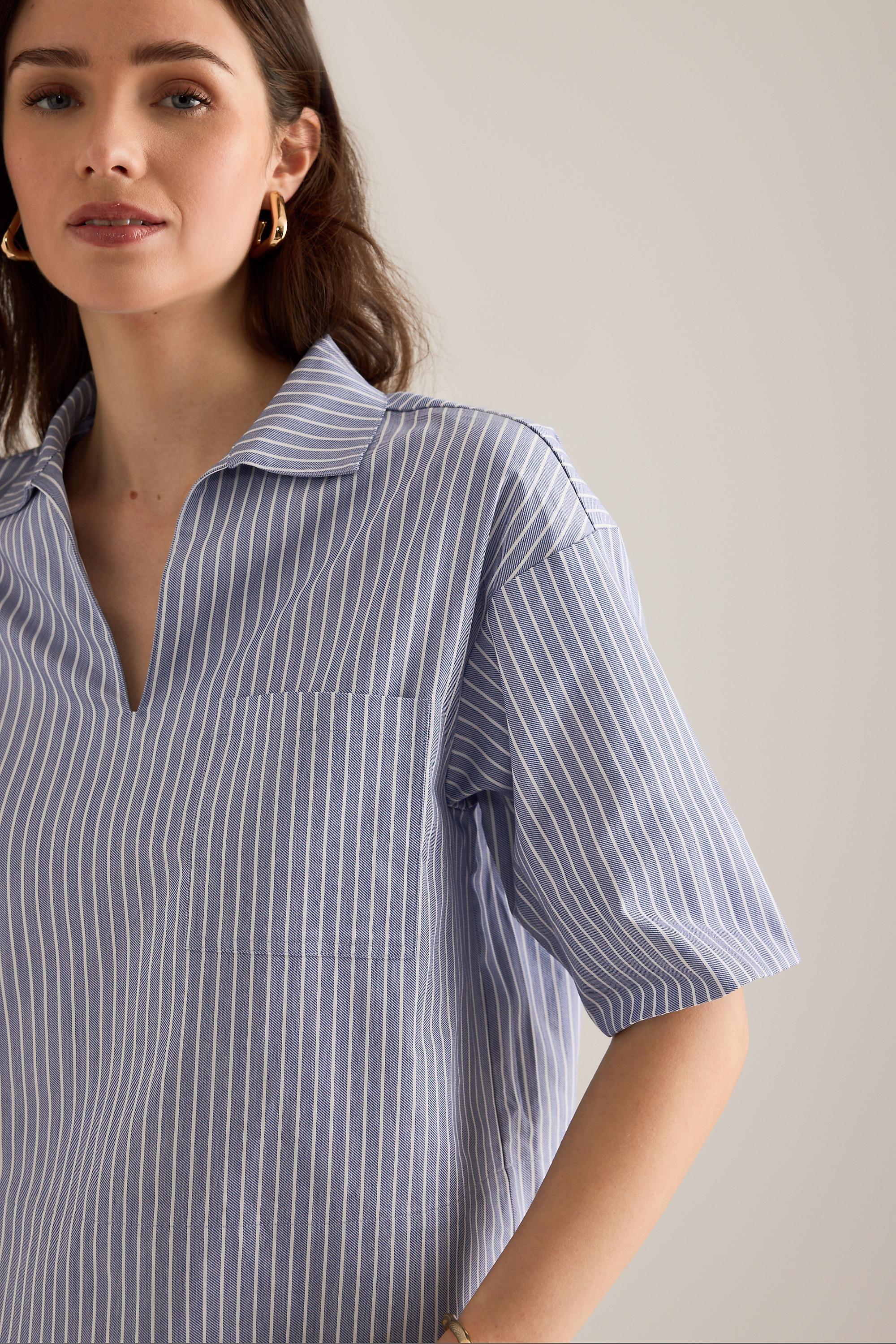 BLUE Selected Romie V-Neck Short-Sleeve Shirt, Blue, large image number 4