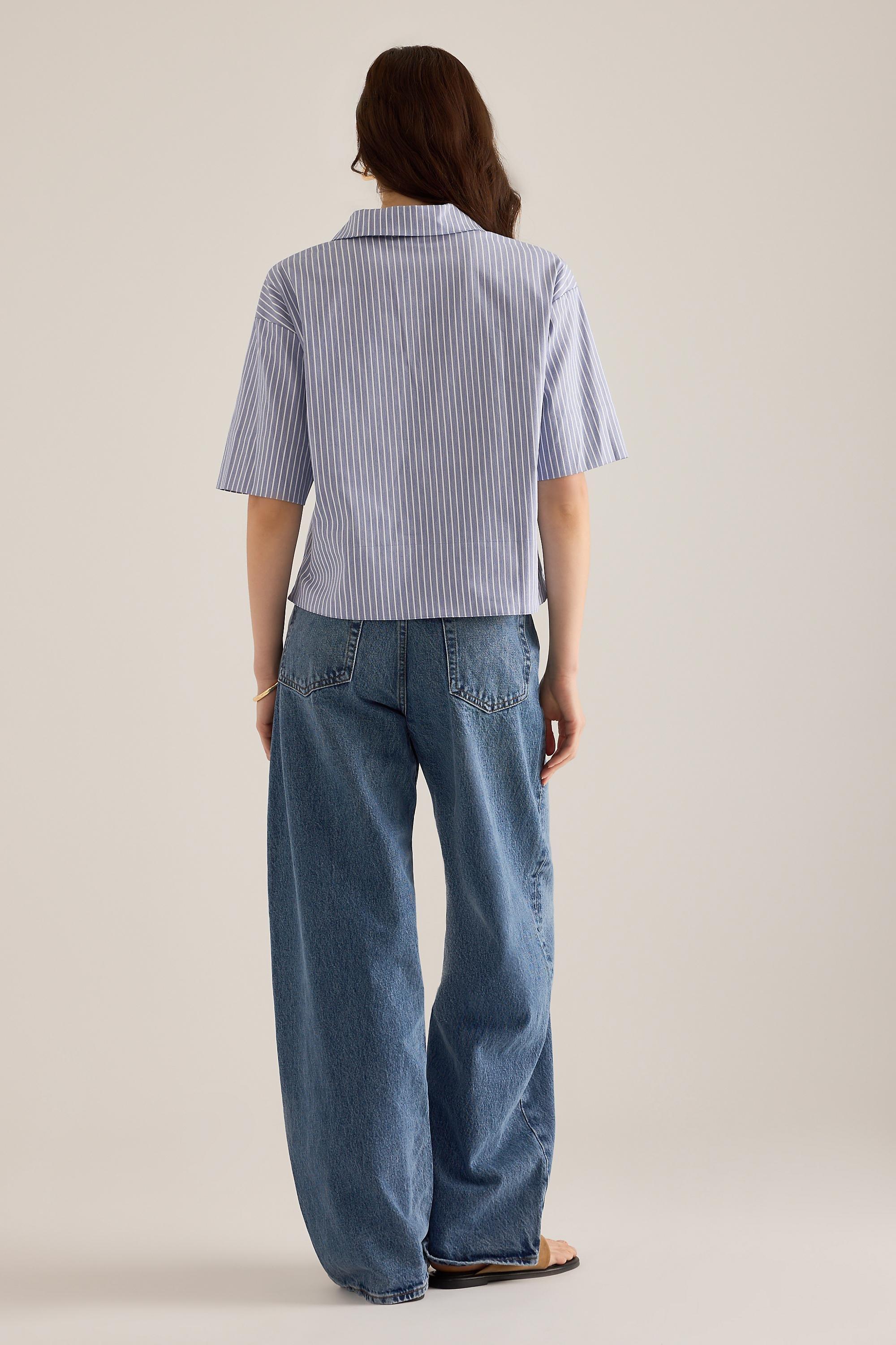 BLUE Selected Romie V-Neck Short-Sleeve Shirt, Blue, large image number 5