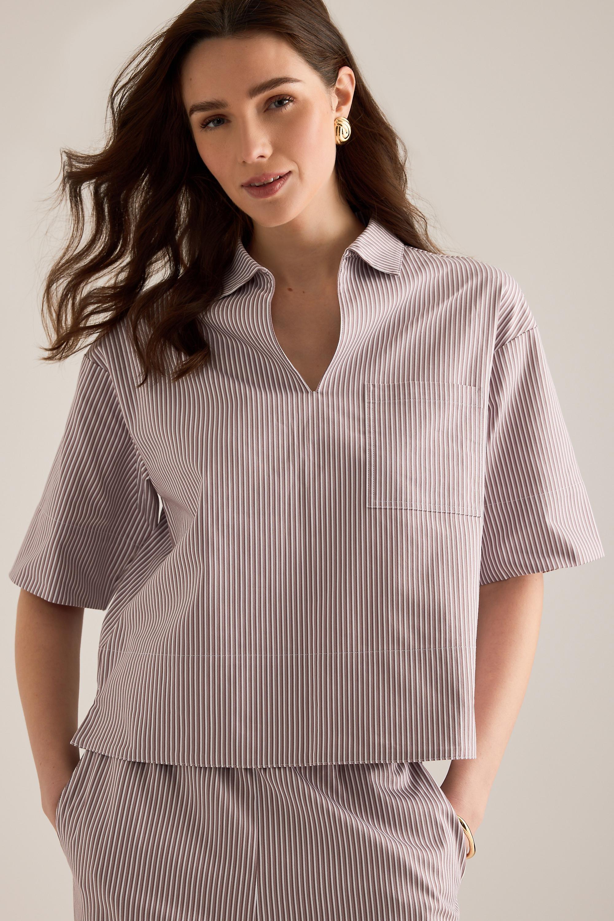 PINK Selected Romie V-Neck Short-Sleeve Shirt, Pink, large image number 0