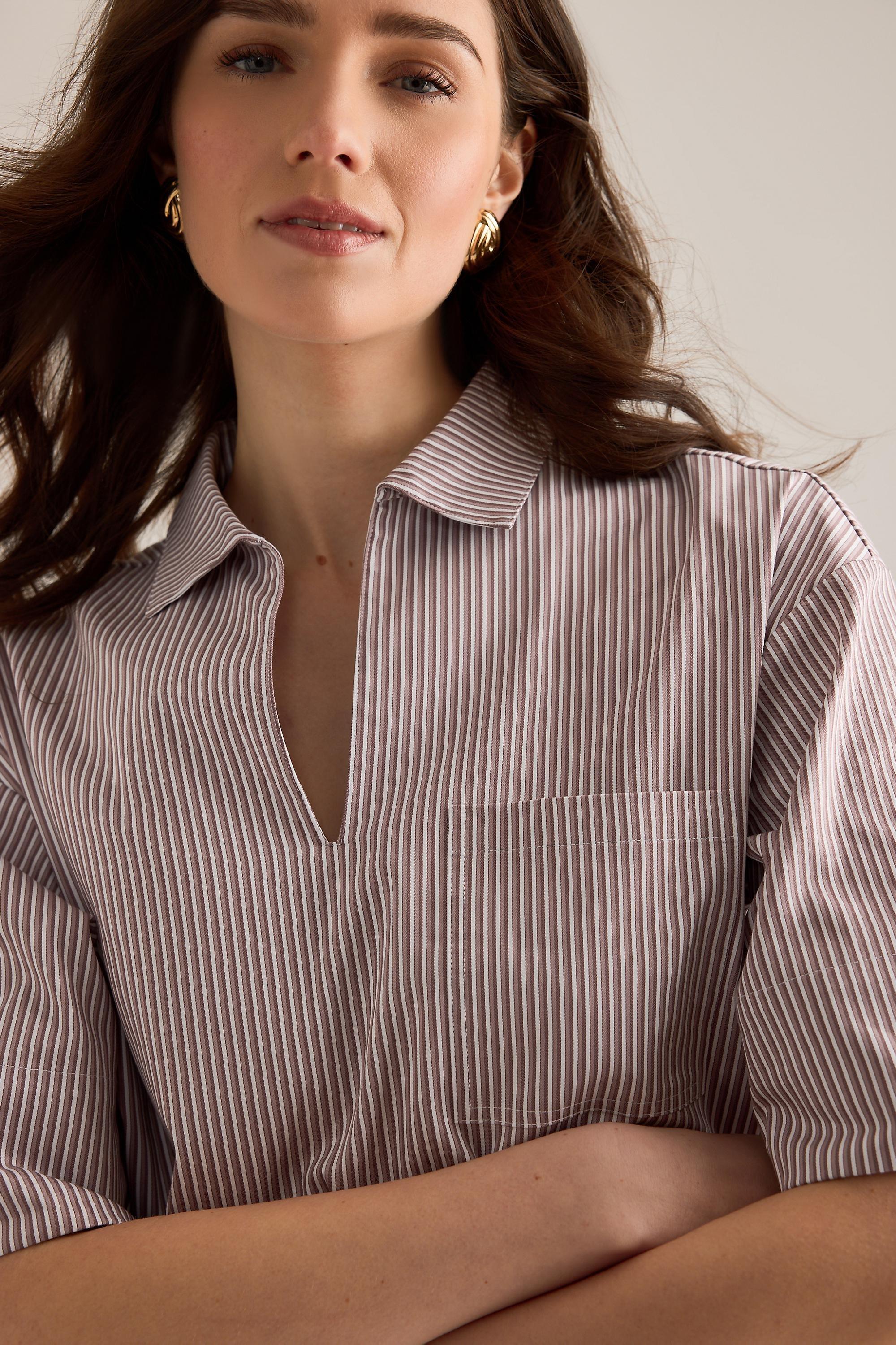 PINK Selected Romie V-Neck Short-Sleeve Shirt, Pink, large image number 4