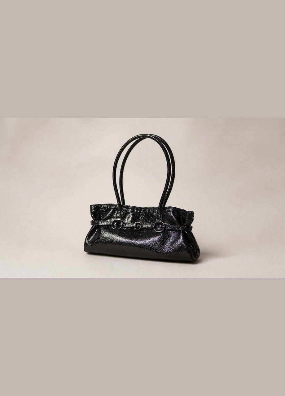 The Love Knot Burnished Buckle Mini Slouchy Bag, Black, Black, large image number 0