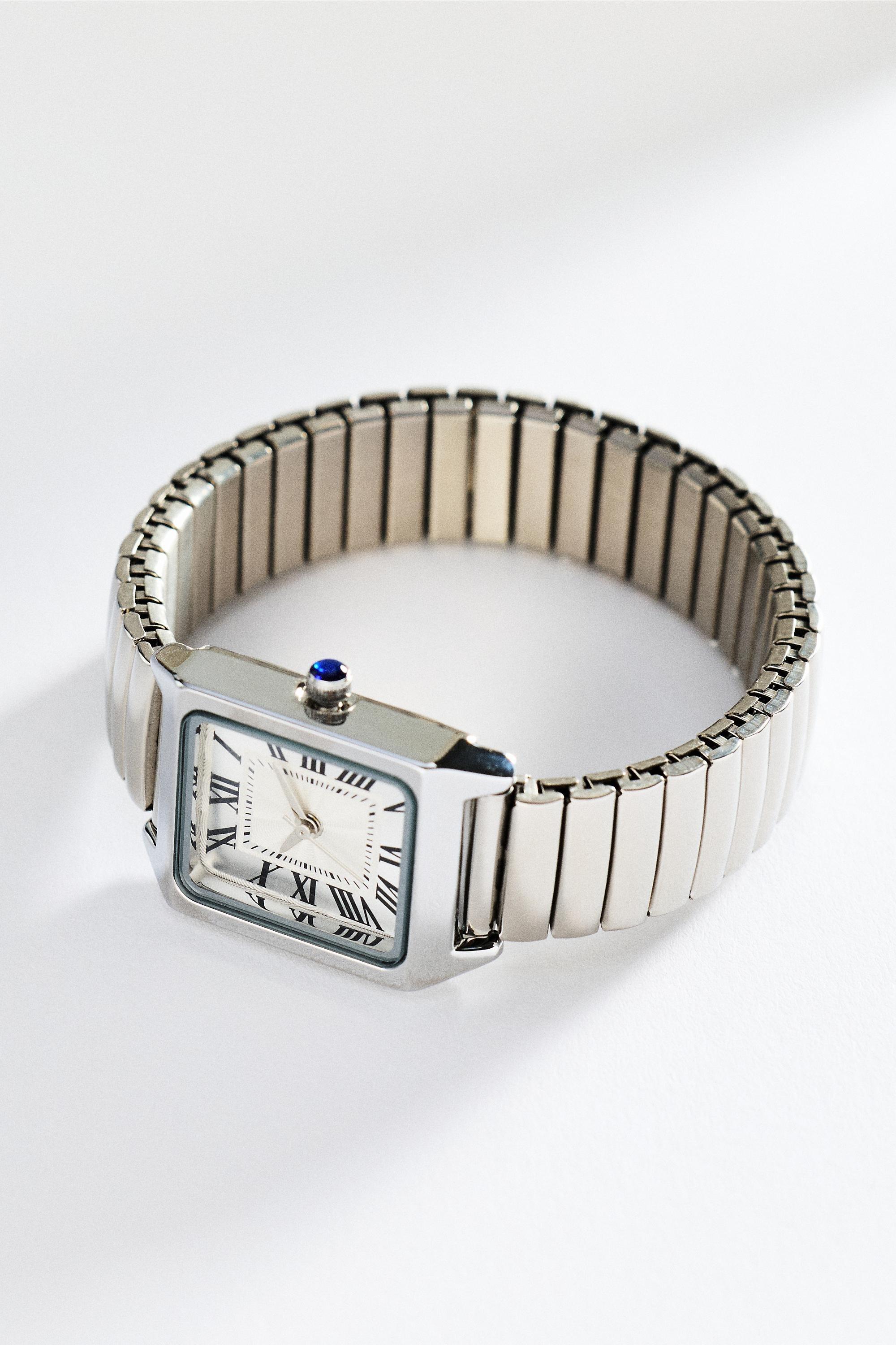 Square Stretch Watch, Silver, Silver, large image number 0
