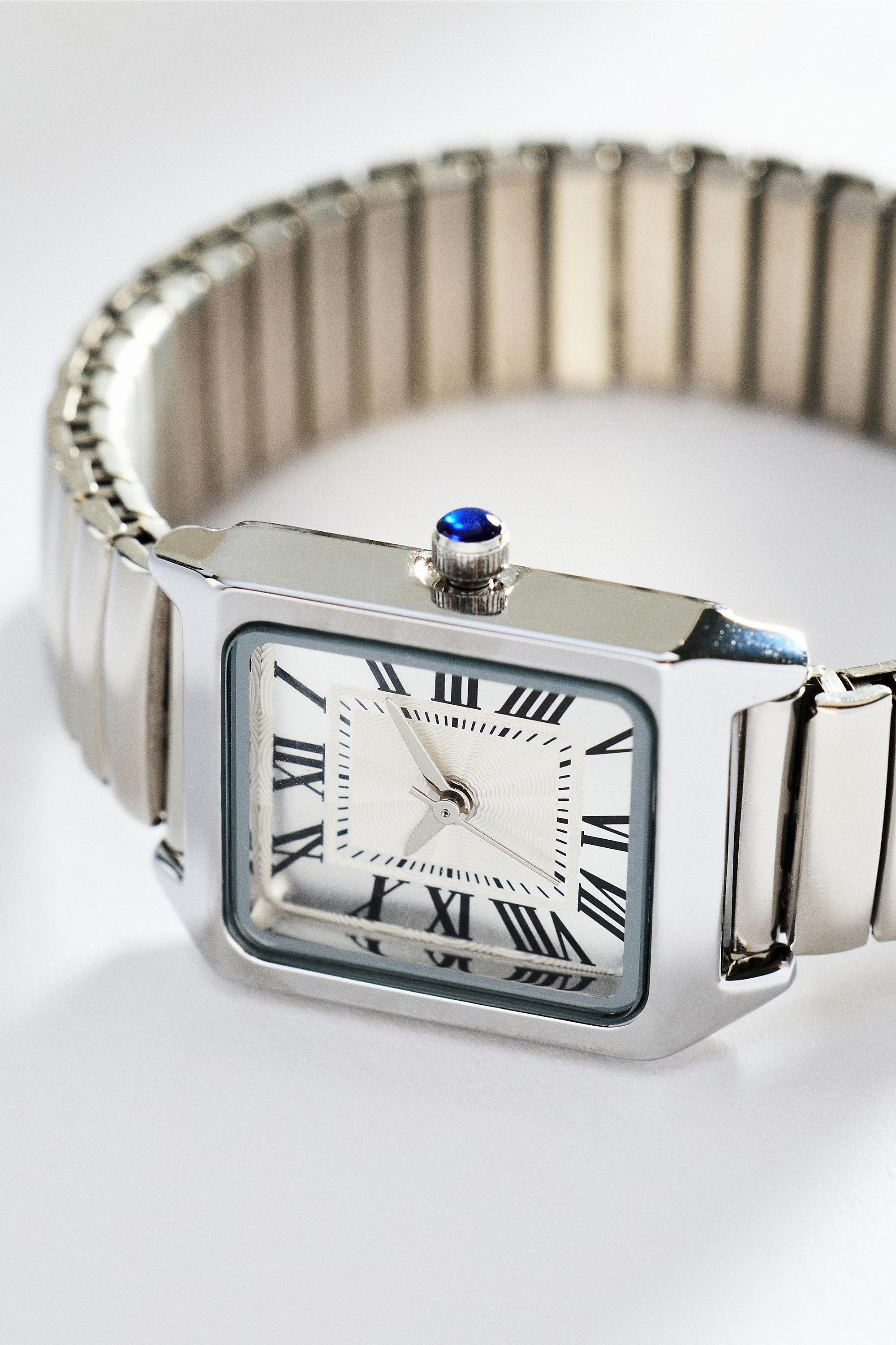 Square Stretch Watch, Silver, Silver, large image number 1