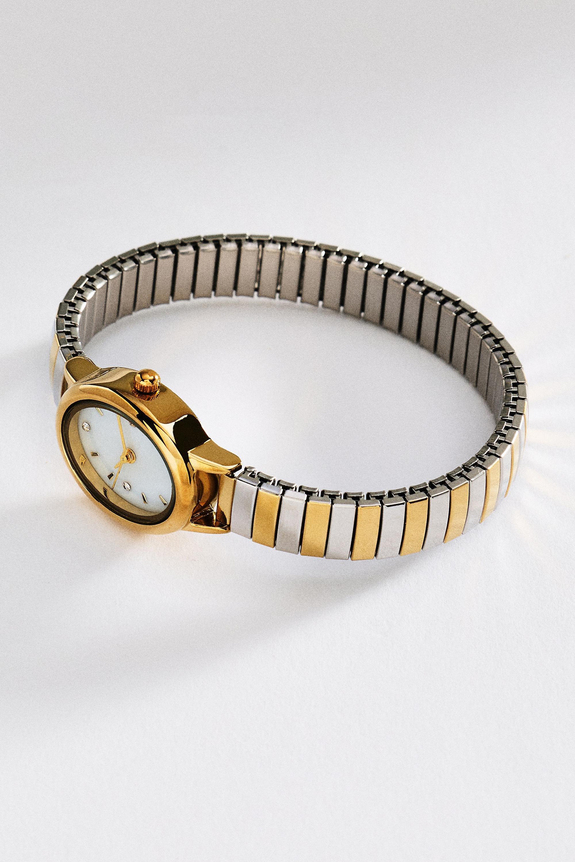 Oval Stretch Watch, Multicolour, Gold, medium