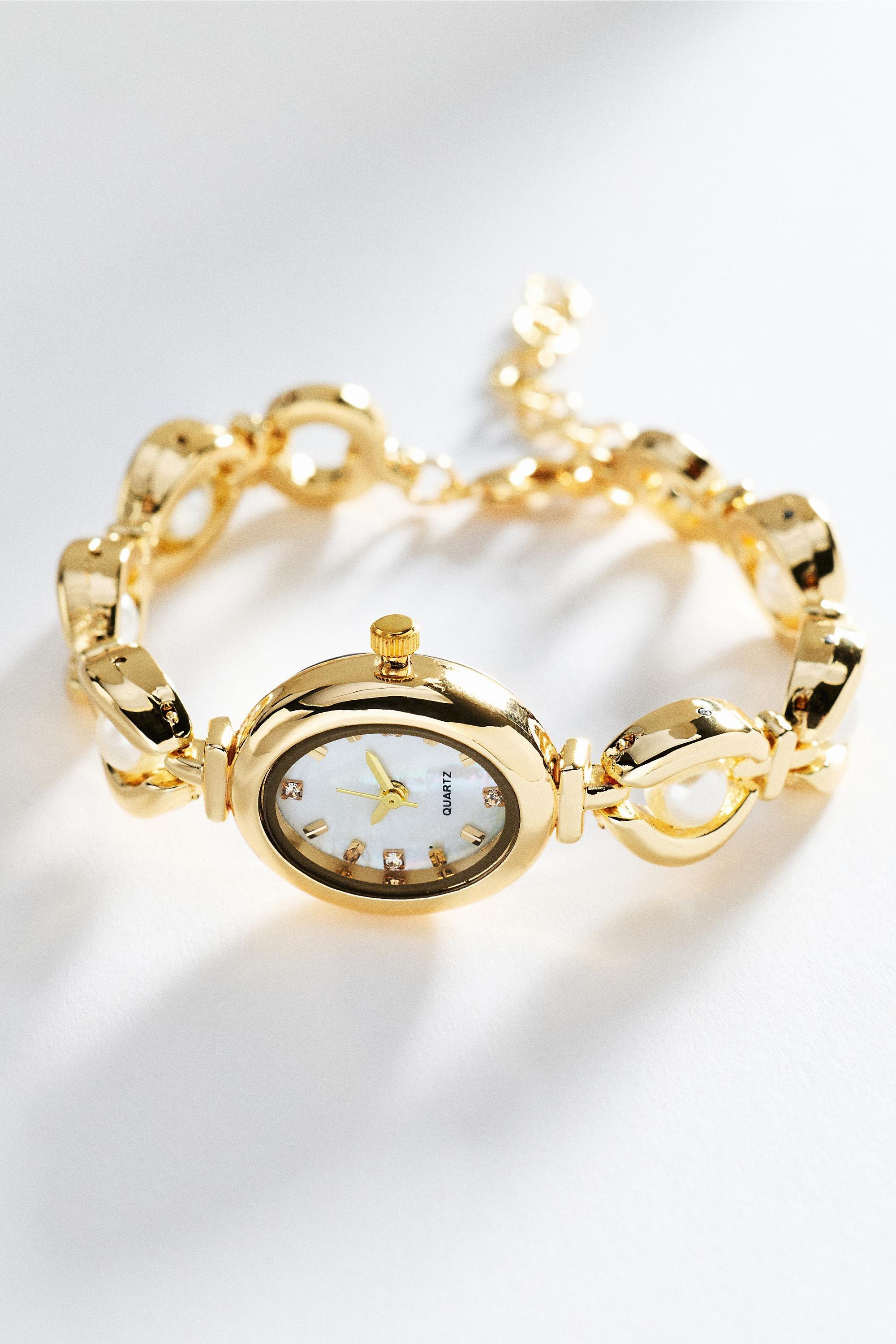 Watch Bracelet, Gold, Cream, large image number 0