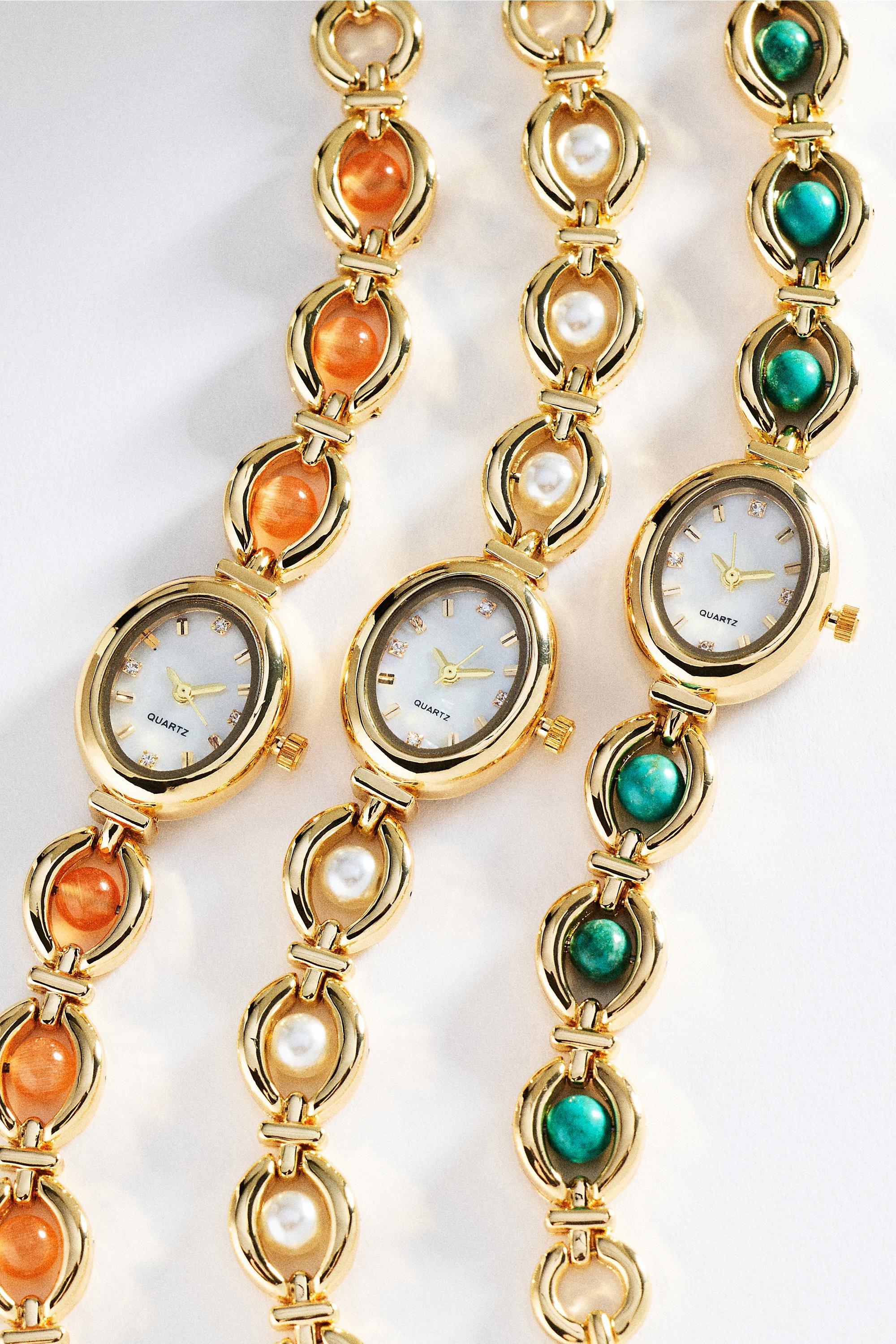 Watch Bracelet, Gold, Cream, medium