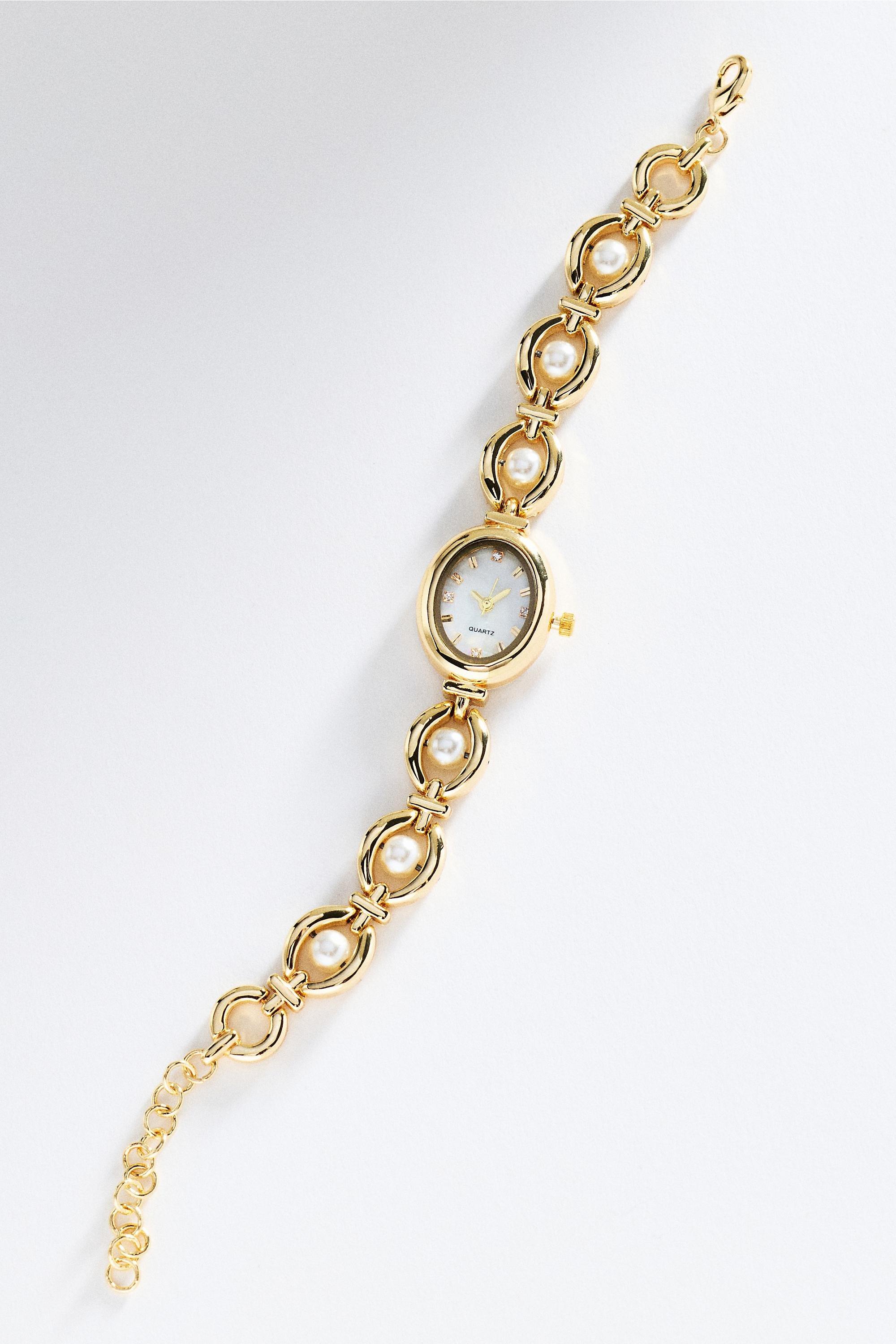 Watch Bracelet, Gold, Cream, medium