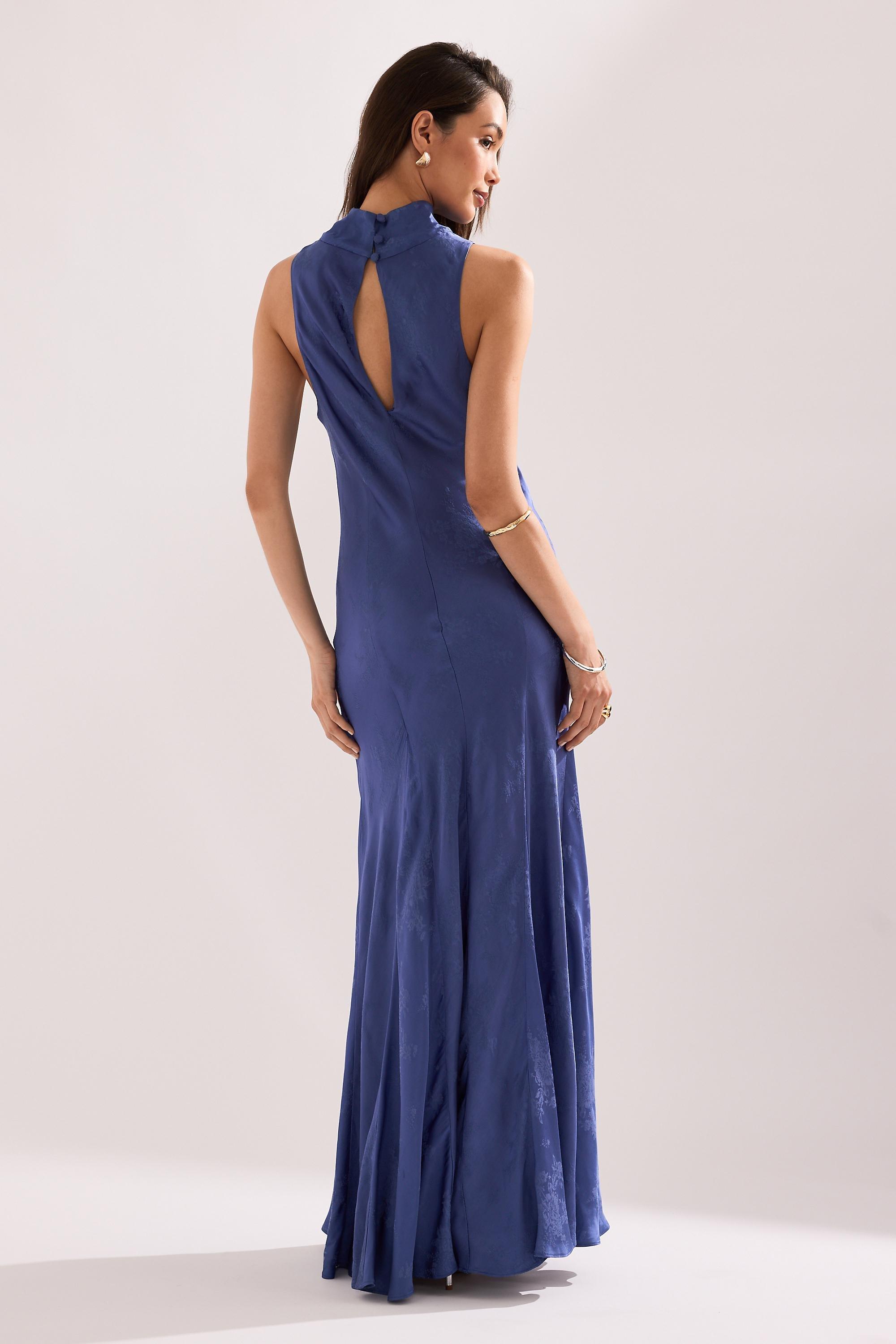 By Anthropologie Joni Jacquard High-Neck Maxi Dress, Women, Blue, large image number 3
