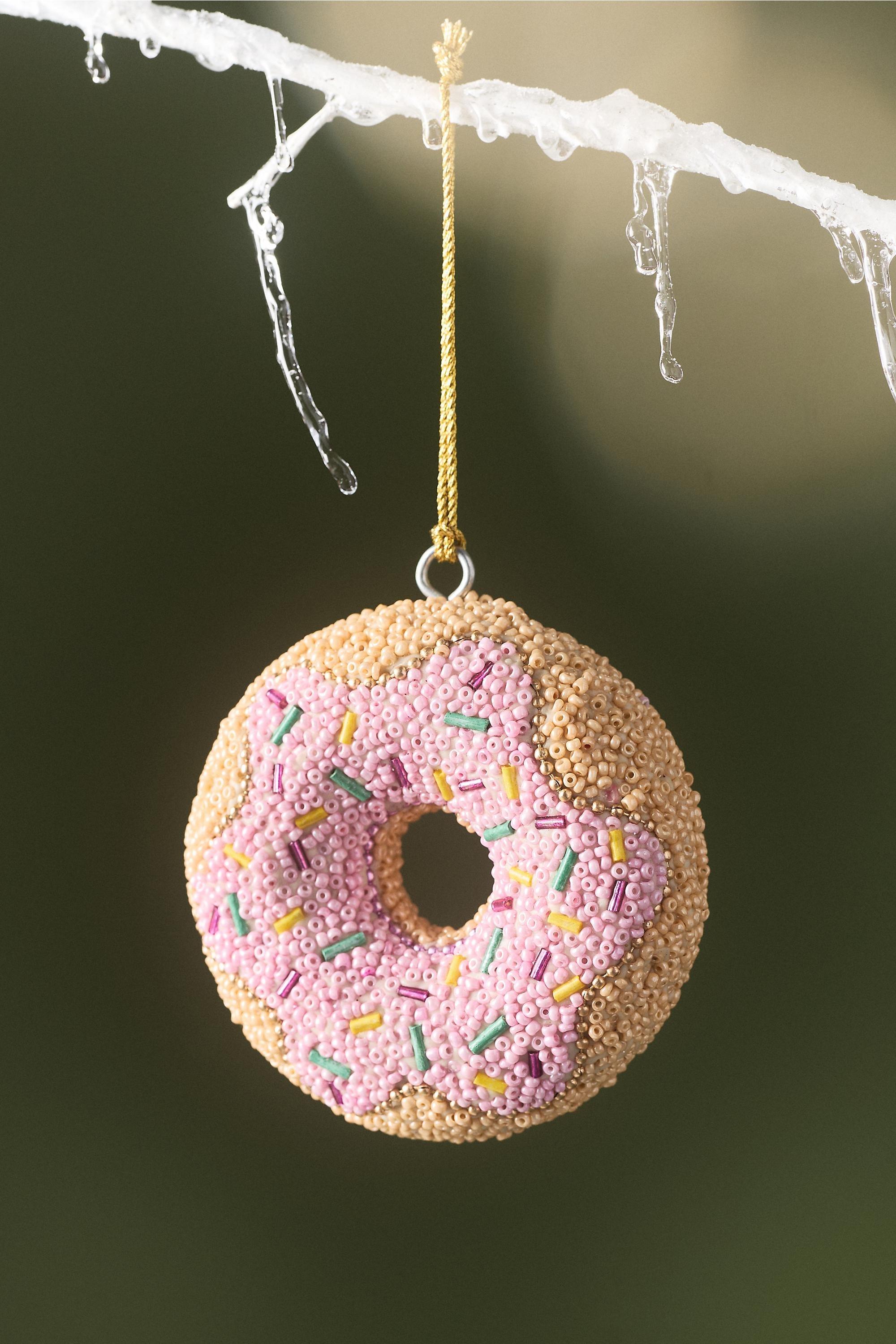 Anthropologie Beaded Sprinkled Donut Ornament, Multicolour | Azadea UAE