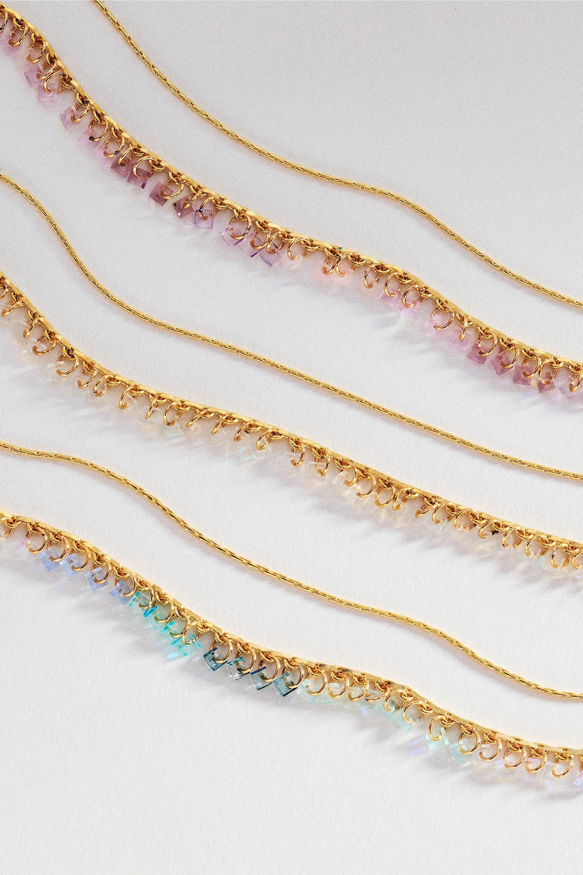 Delicate Layered Beaded Necklace, Clear, Clear, large image number 1