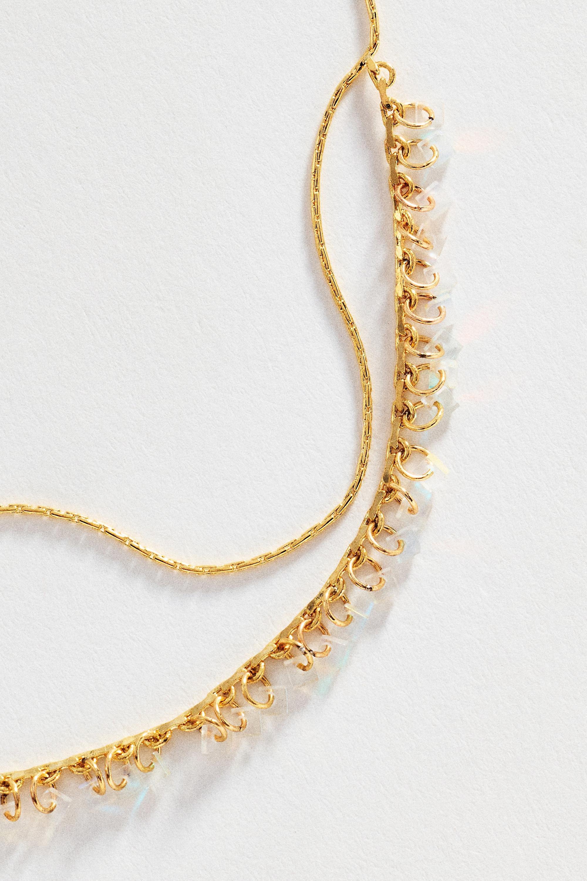 Delicate Layered Beaded Necklace, Clear, Clear, large image number 2