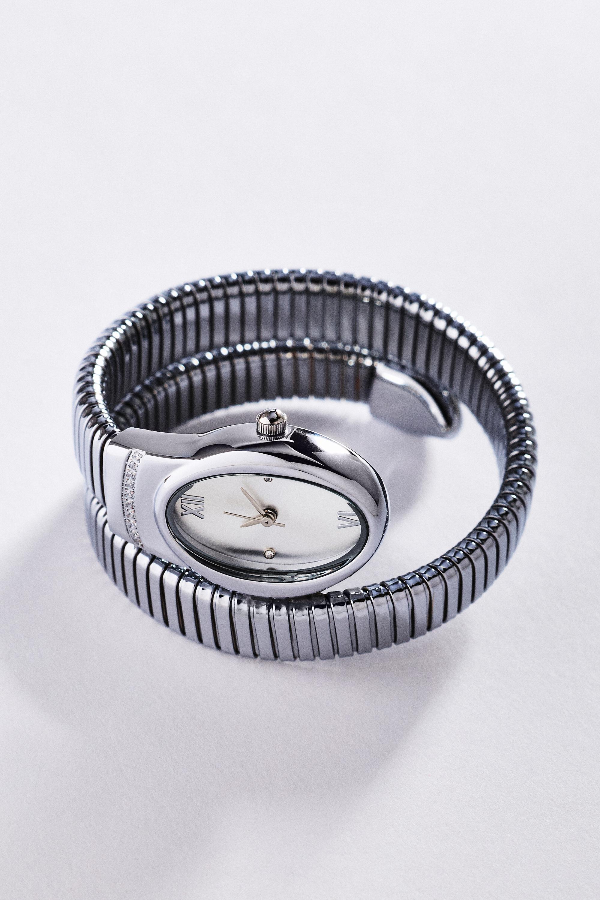 Stretch Wrap Watch, Silver, Silver, medium