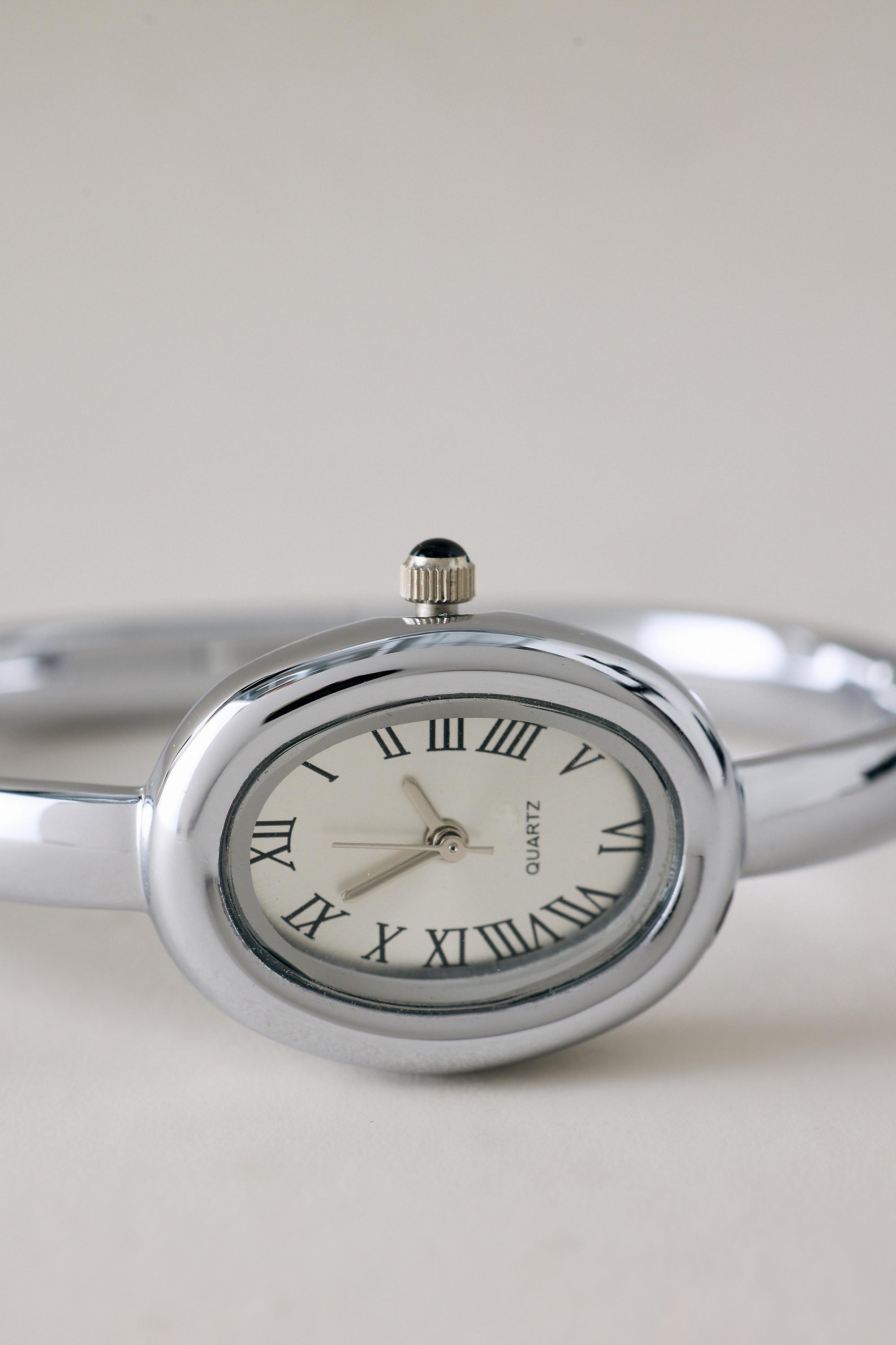 Hinge Cuff Watch, Silver, Silver, medium