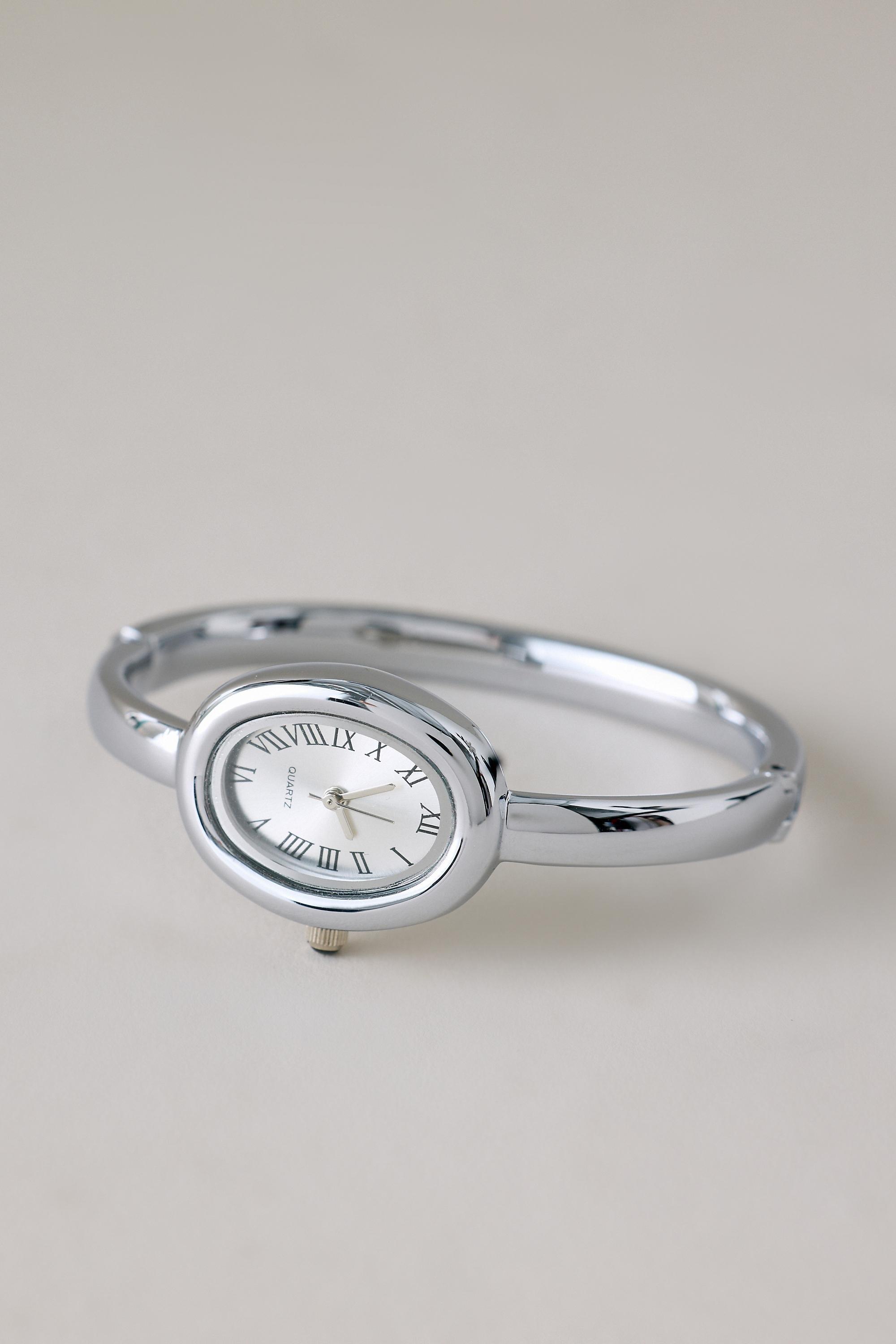 Hinge Cuff Watch, Silver, Silver, medium