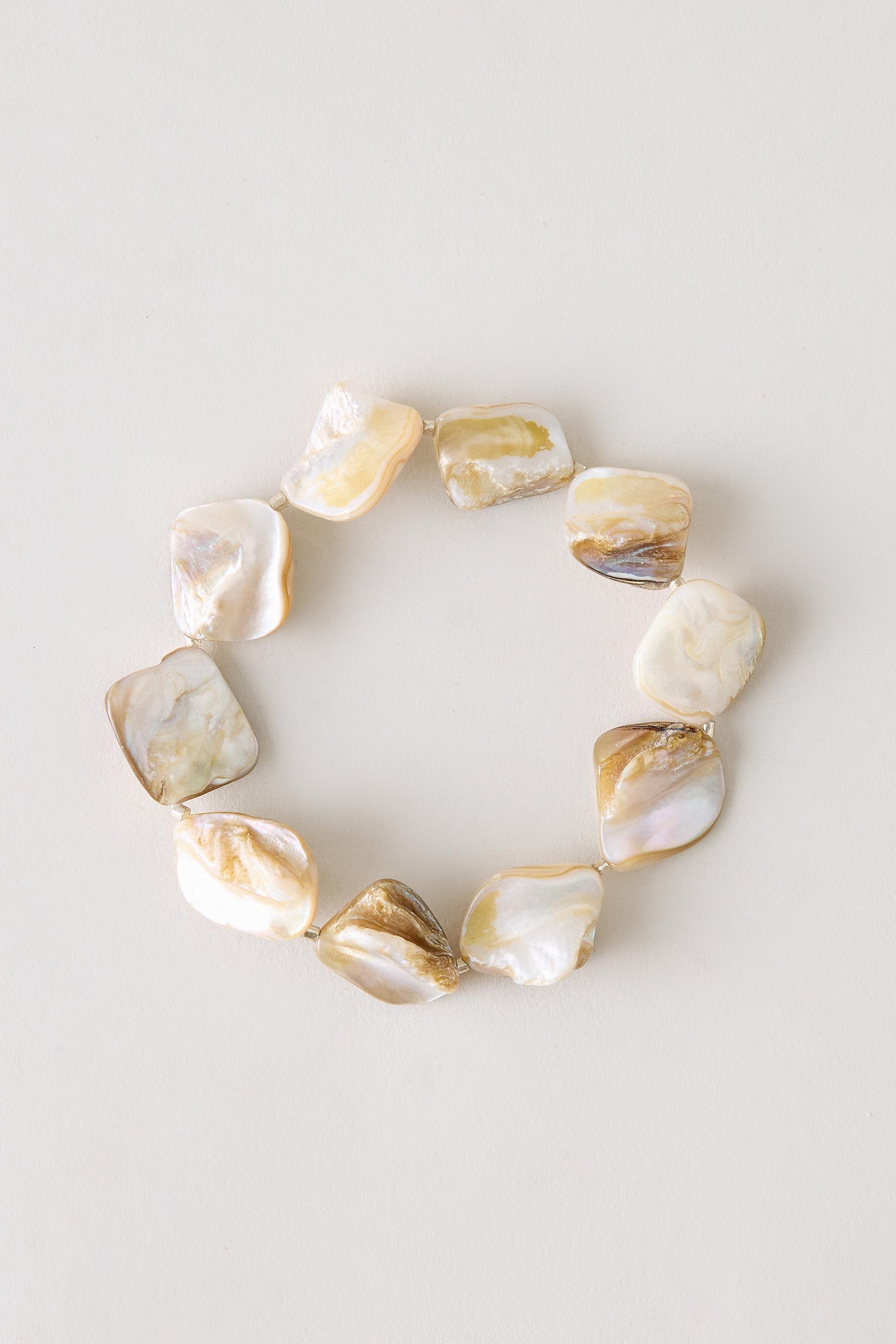 Stone Bracelet, Pearl, Cream, large image number 0