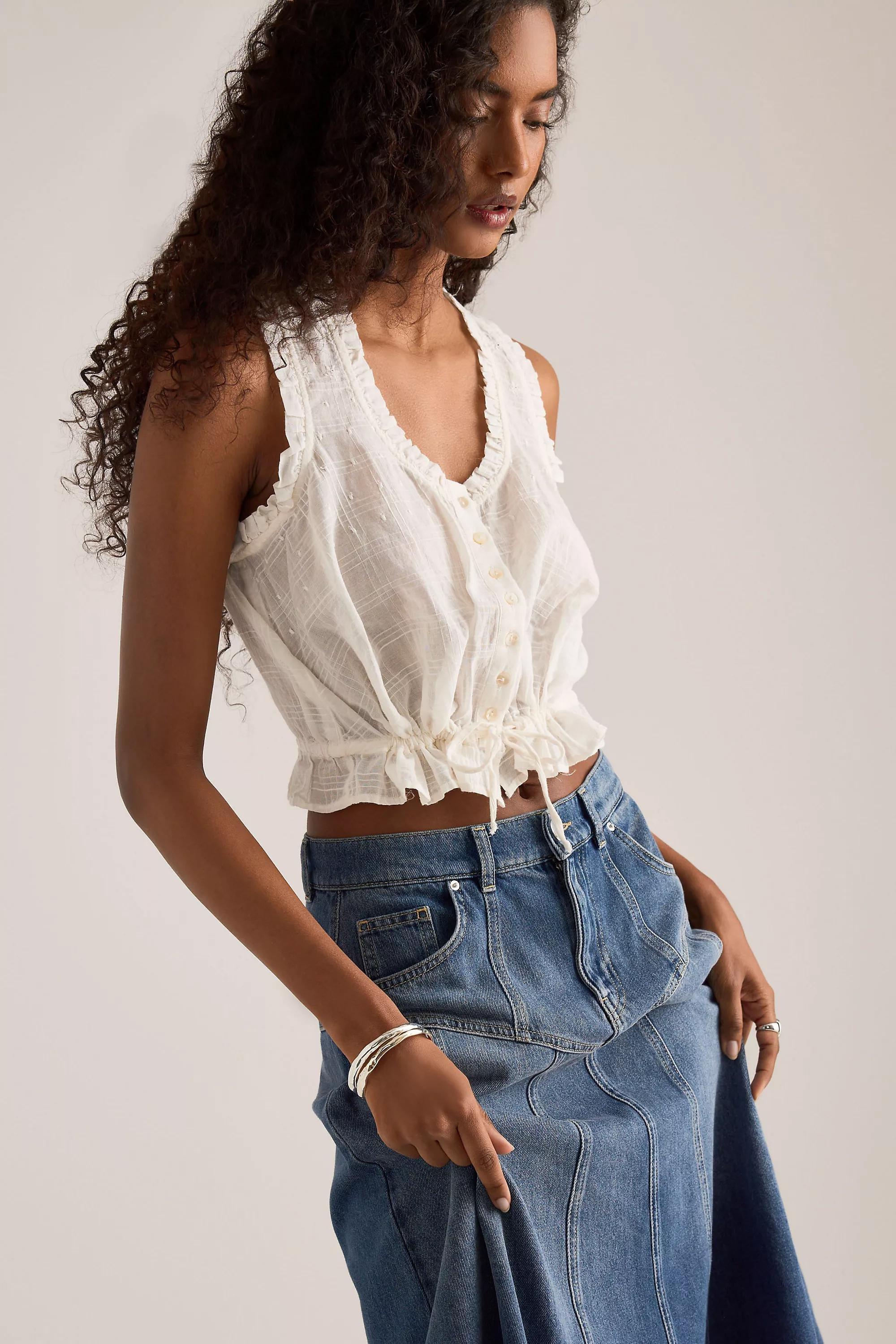 By Anthropologie Seamed Denim Midi Skirt, Blue, Blue, large image number 2