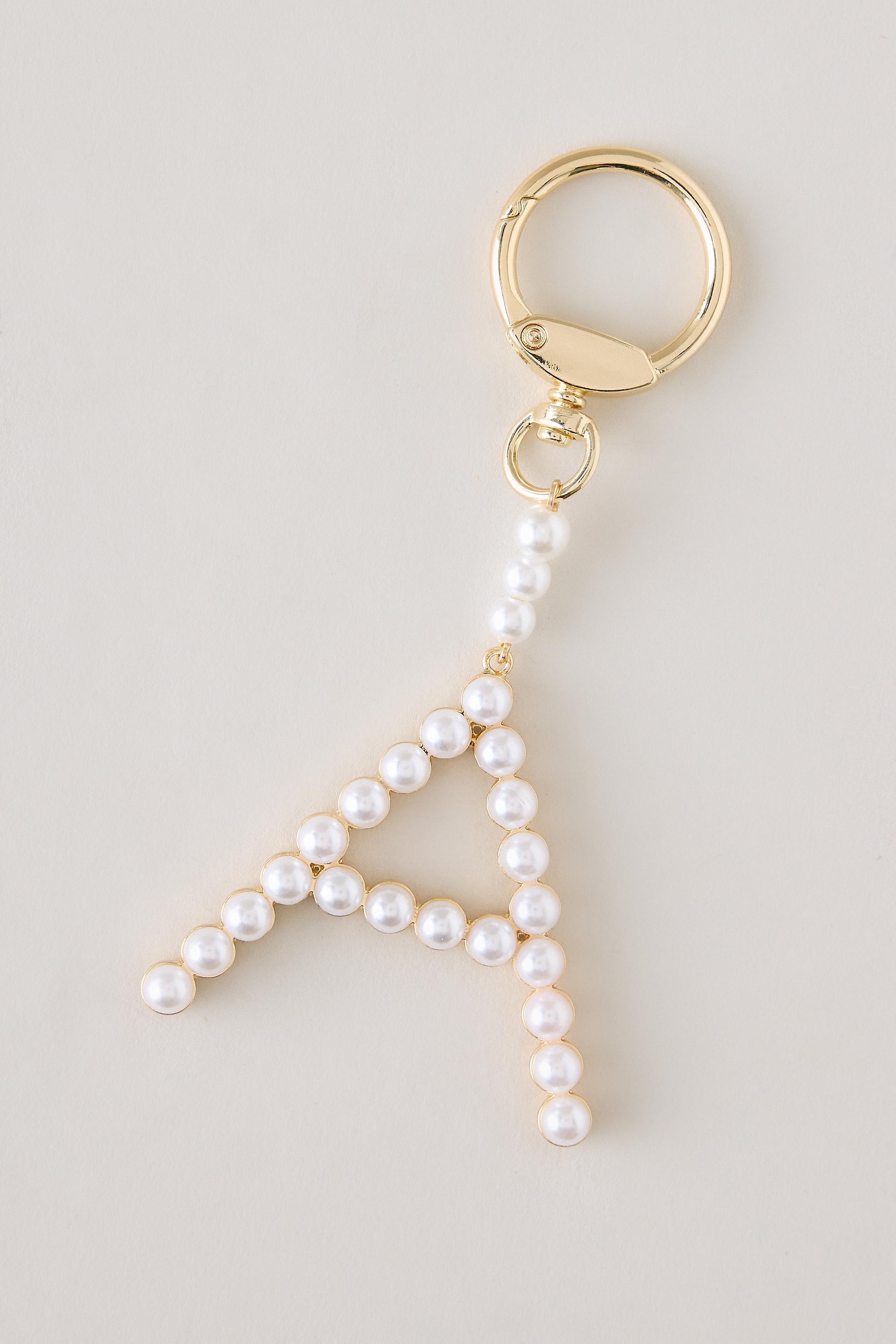 A Pearl Monogram Charm, Silver, Multicolour, medium