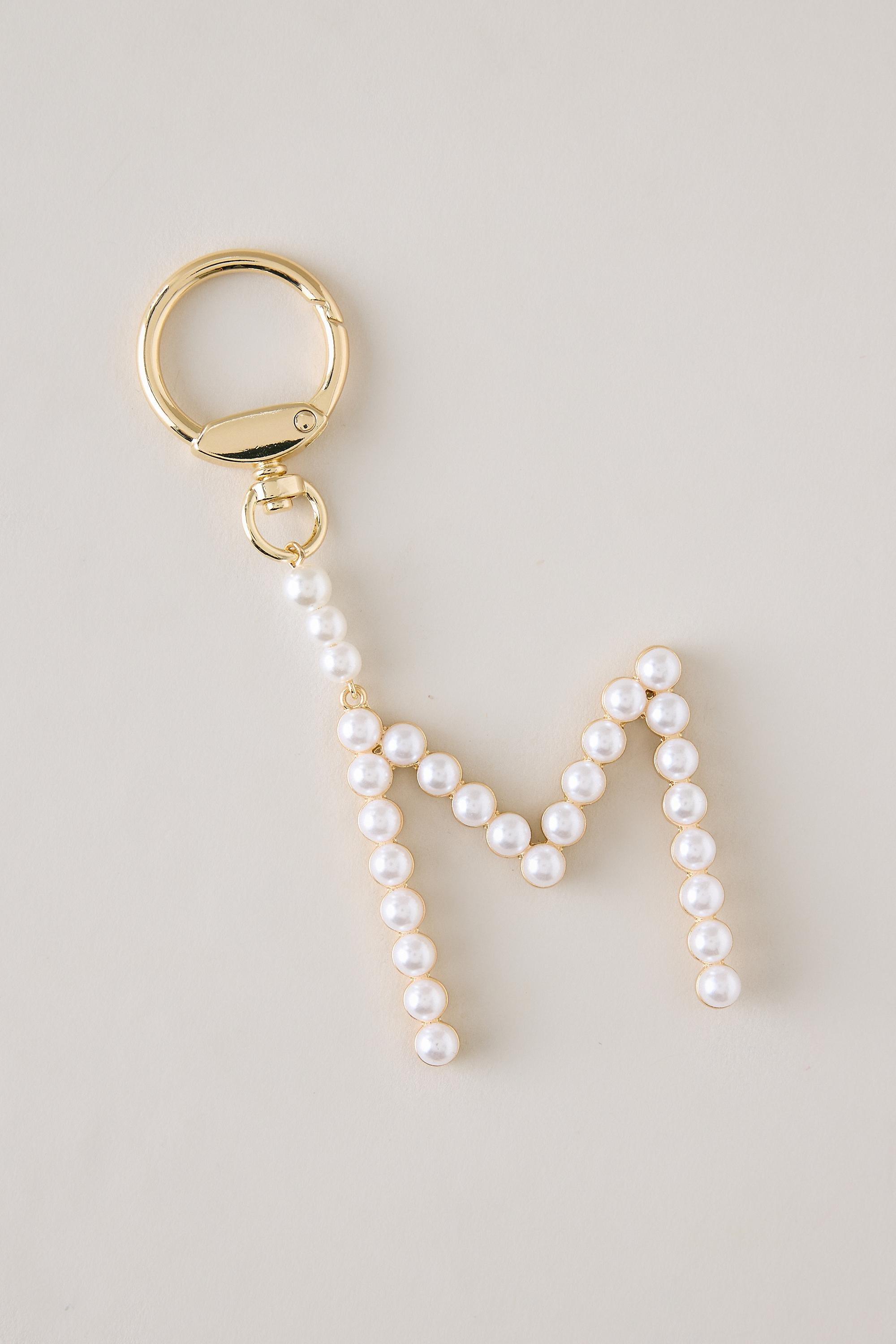 M Pearl Monogram Charm, Silver, Multicolour, large image number 0