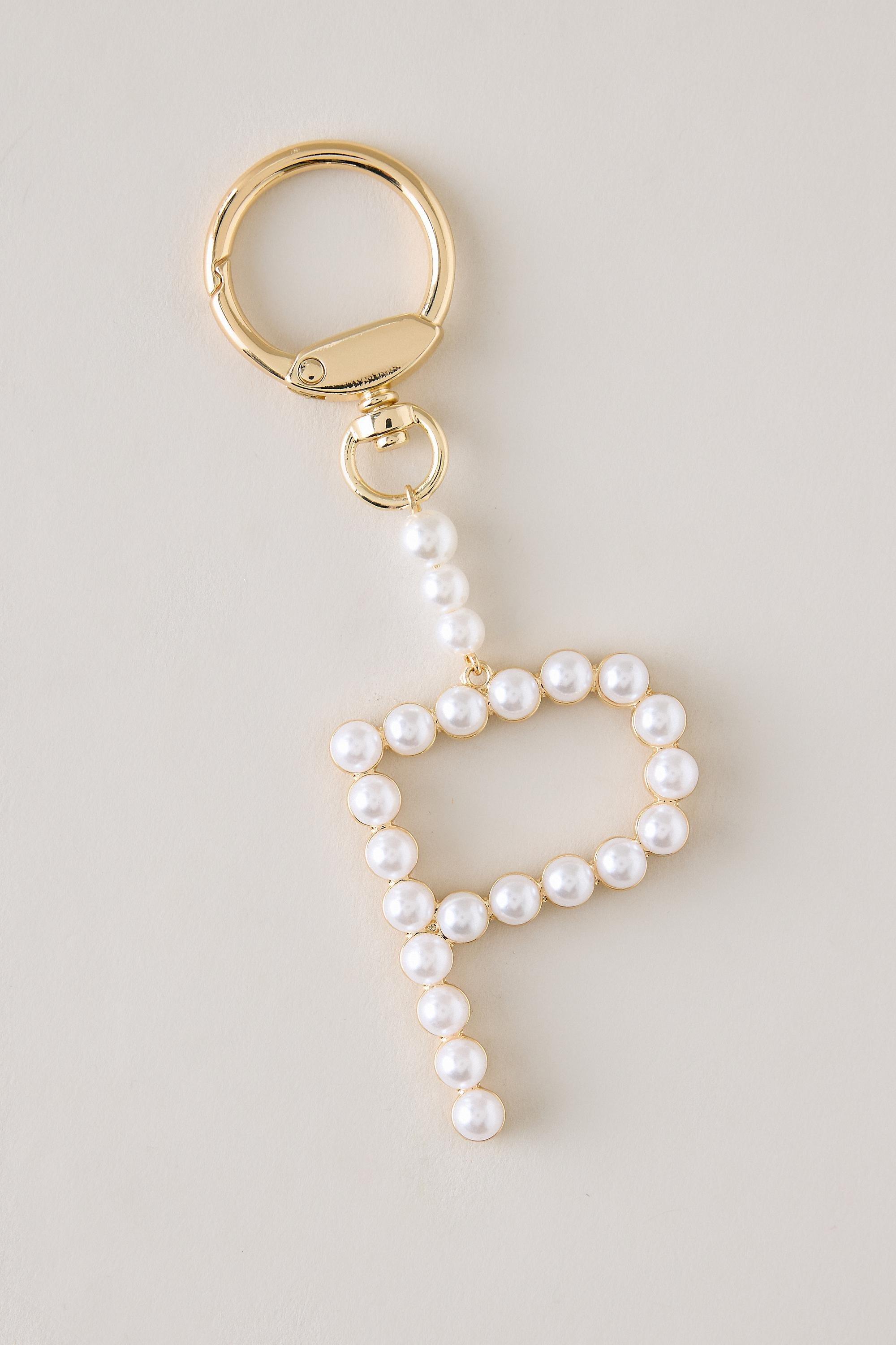 P Pearl Monogram Charm, Silver, Multicolour, large image number 0