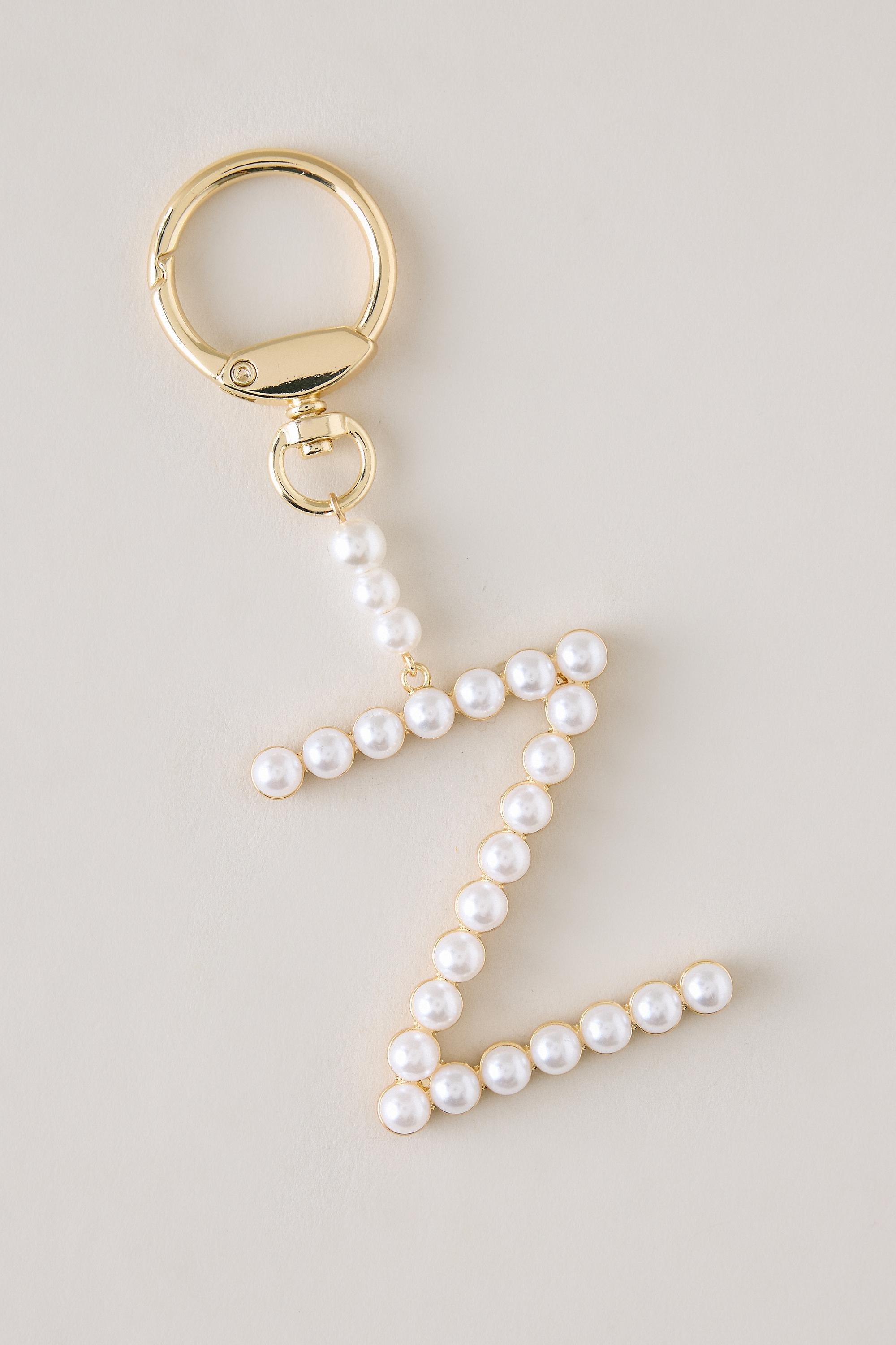 Z Pearl Monogram Charm, Silver, Gold, large image number 0